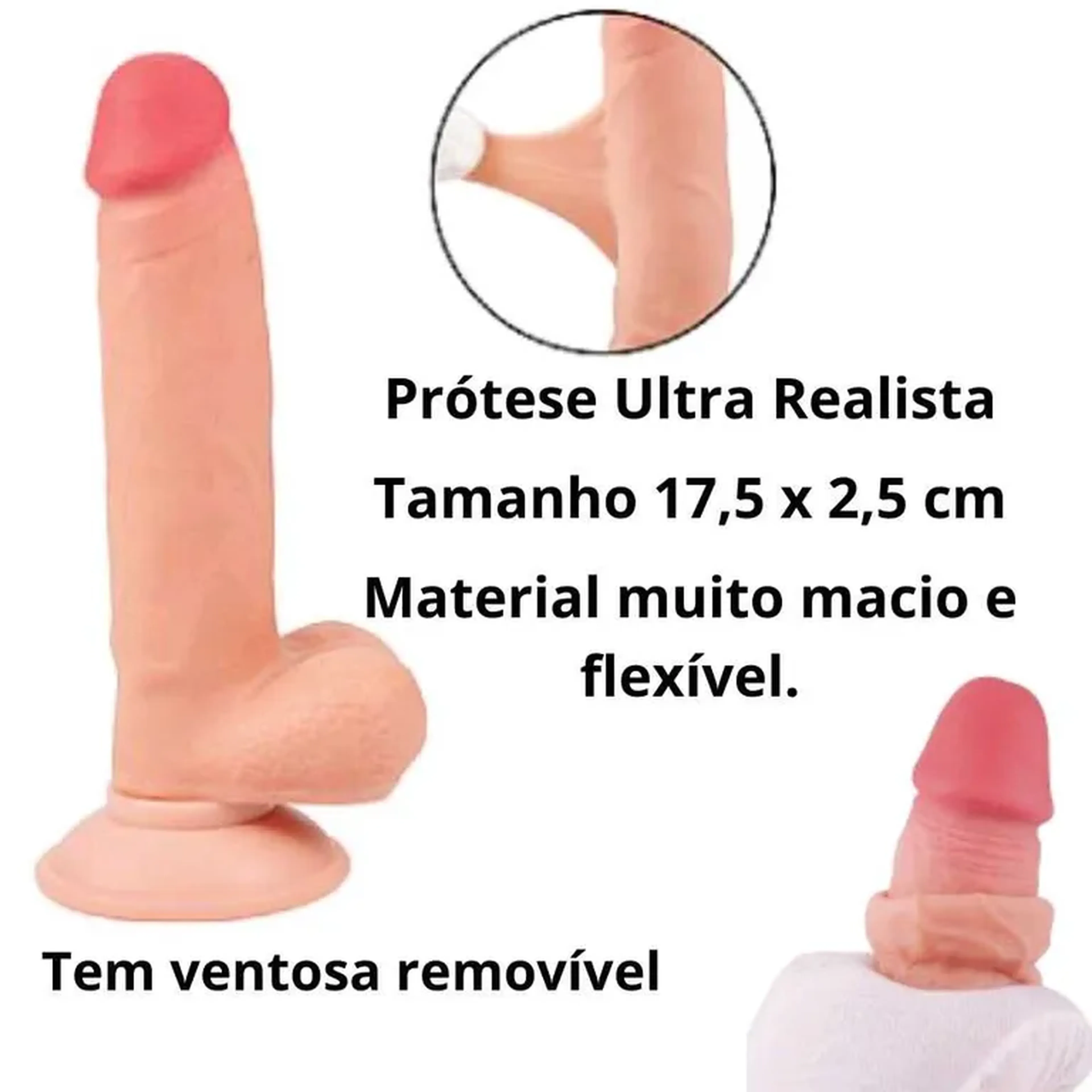 Prótese Ultra Realista e Macia - 17,5 x 2,5 cm imagem