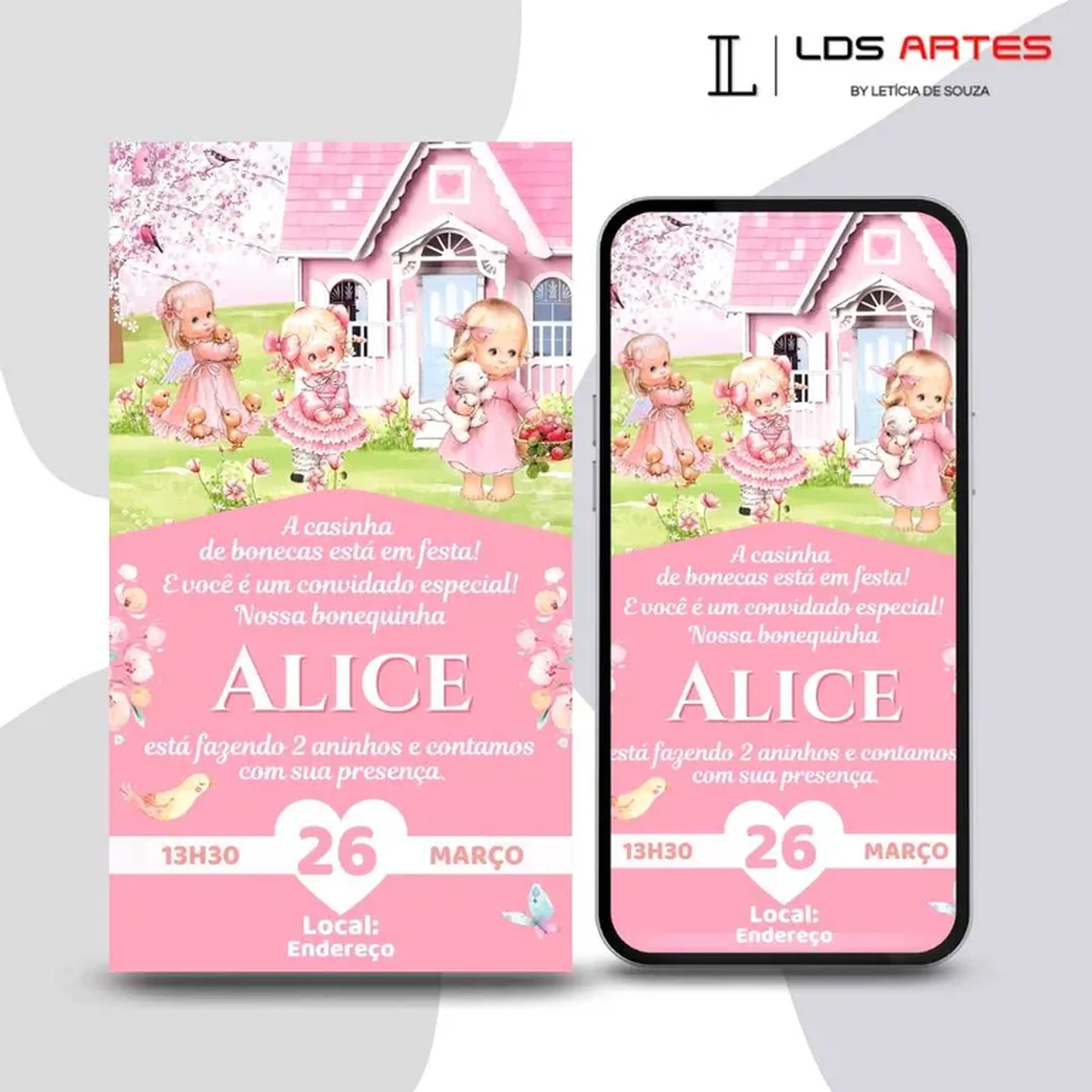 Convite Digital - Casinha de Bonecas imagem