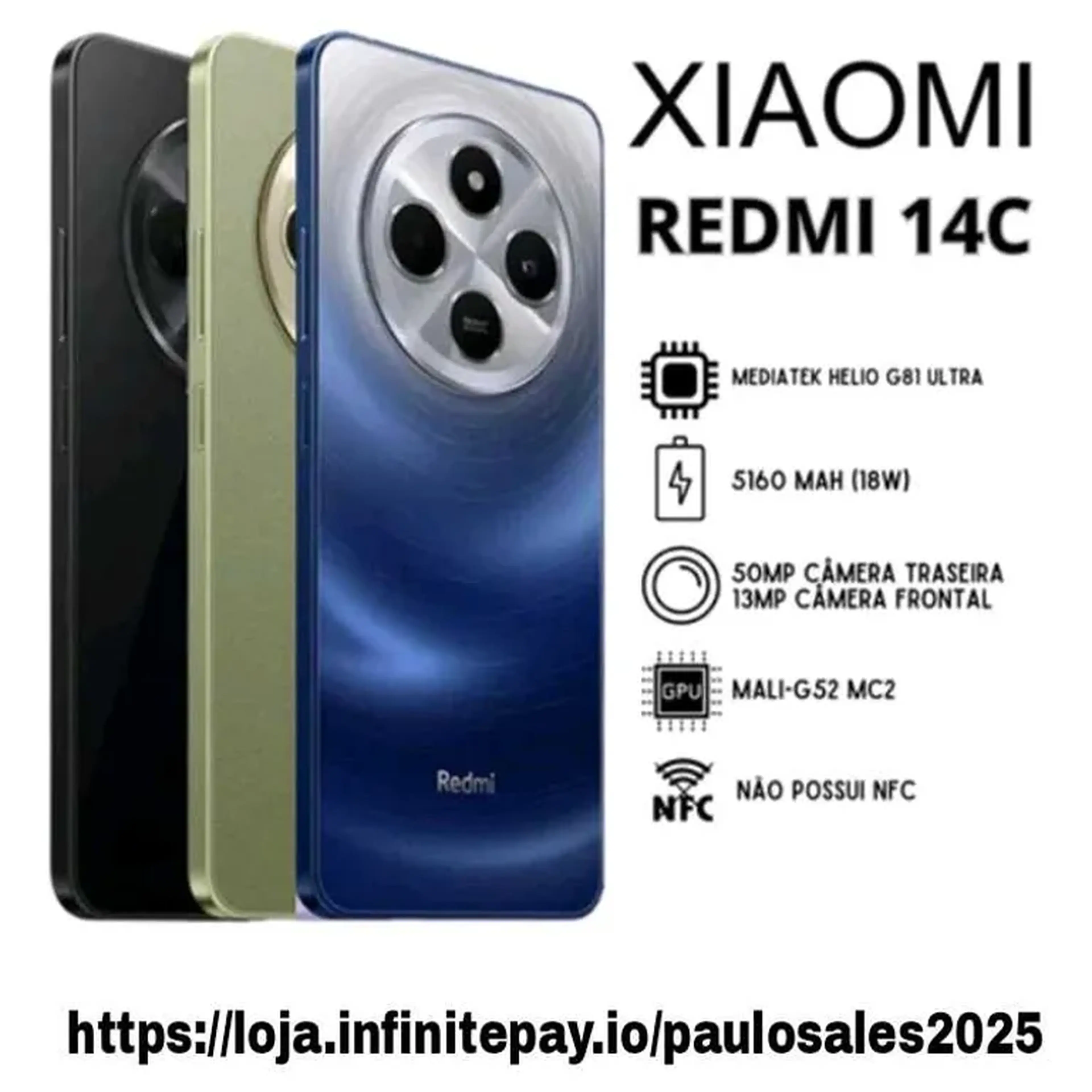 Smartphone Xiaome Redme 14C 128GB Carregador Global Original imagem