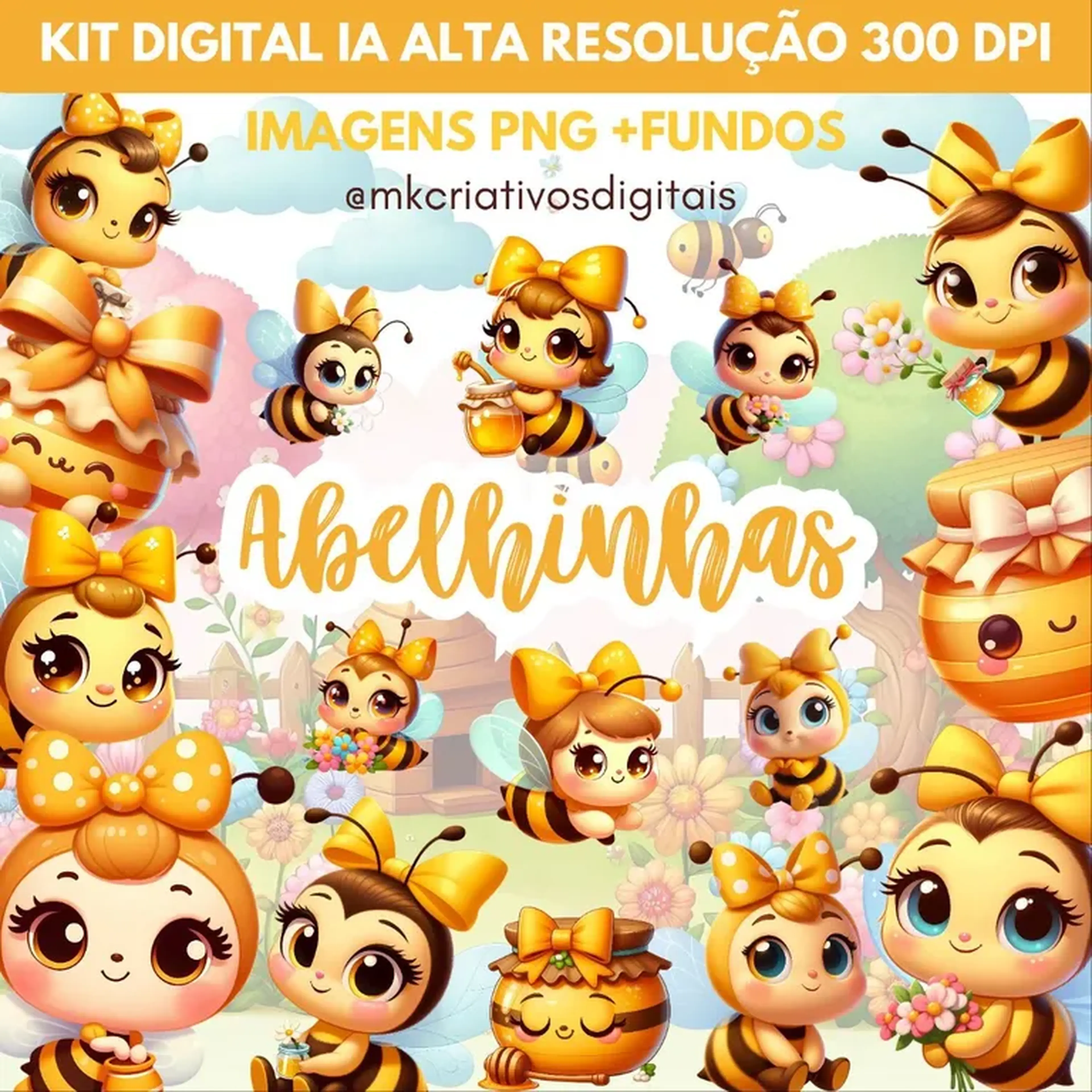 Kit Digital Abelhinhas - PNG IA imagem