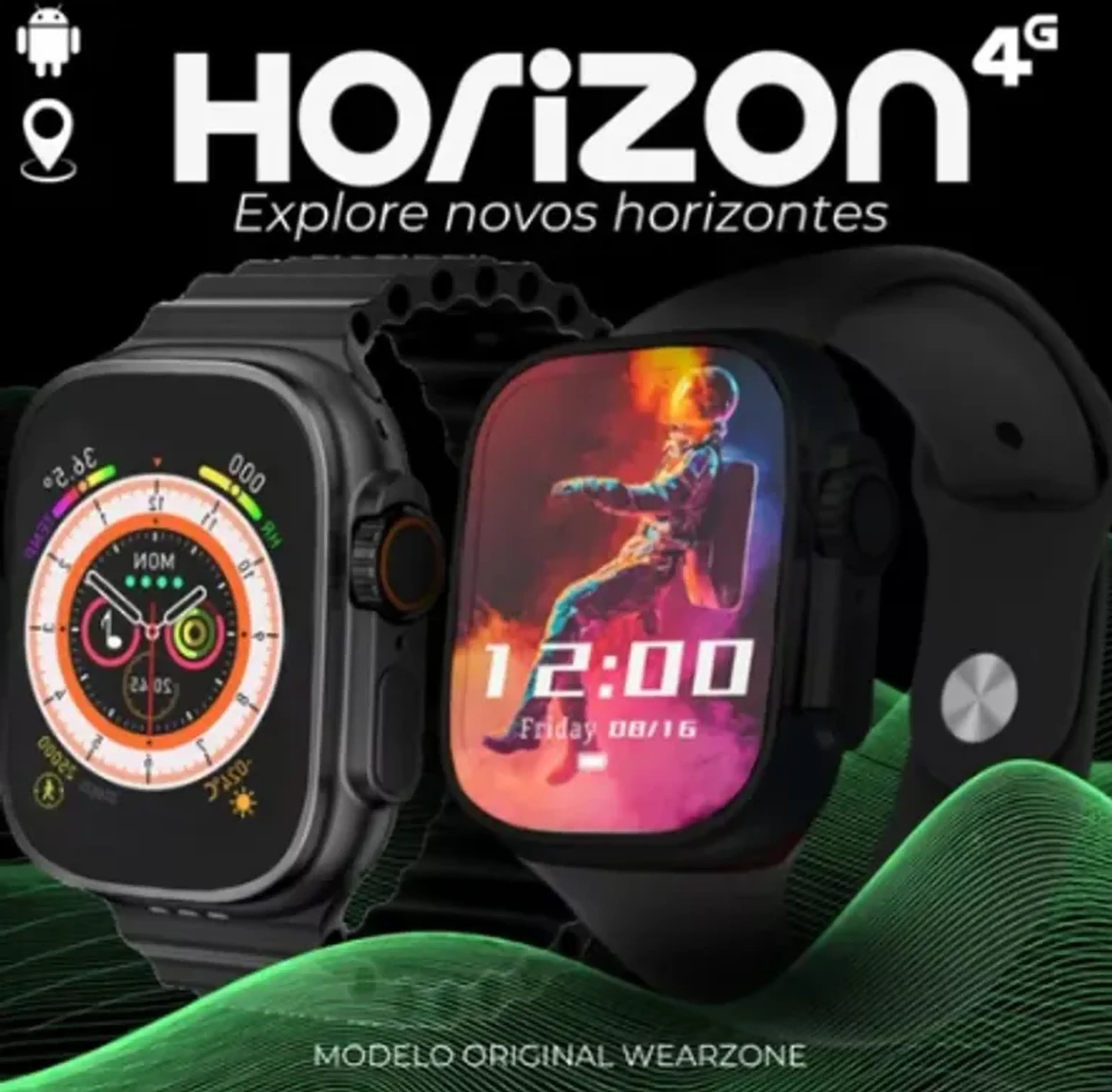Horizon 4G - Caixa Preta - Pulseira Oceana Preta imagem