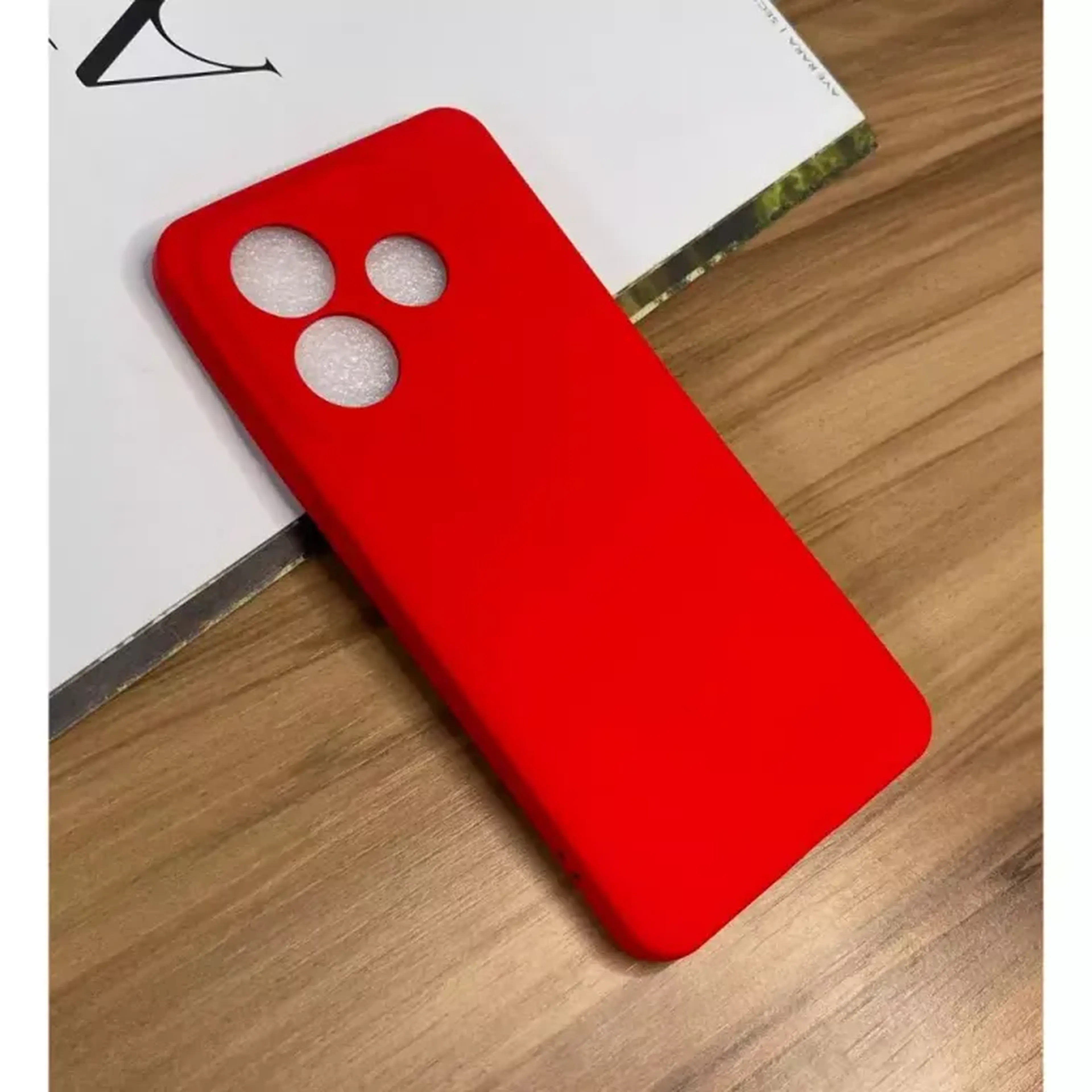 Capinha Para Redmi Note 14, De Silicone Aveludada (VERMELHA) imagem