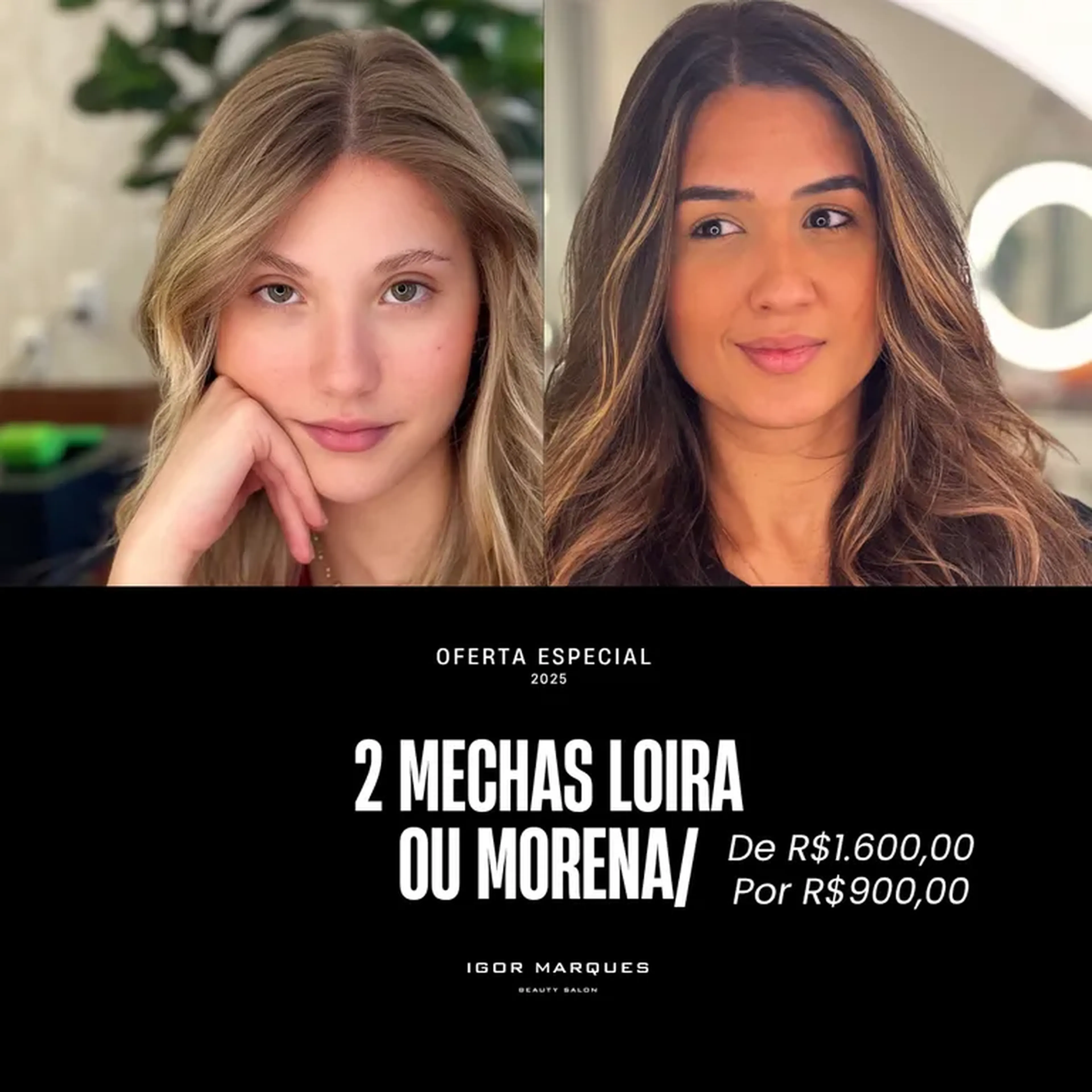 02 Mechas Loira ou Morena + Tratamento + Escova imagem