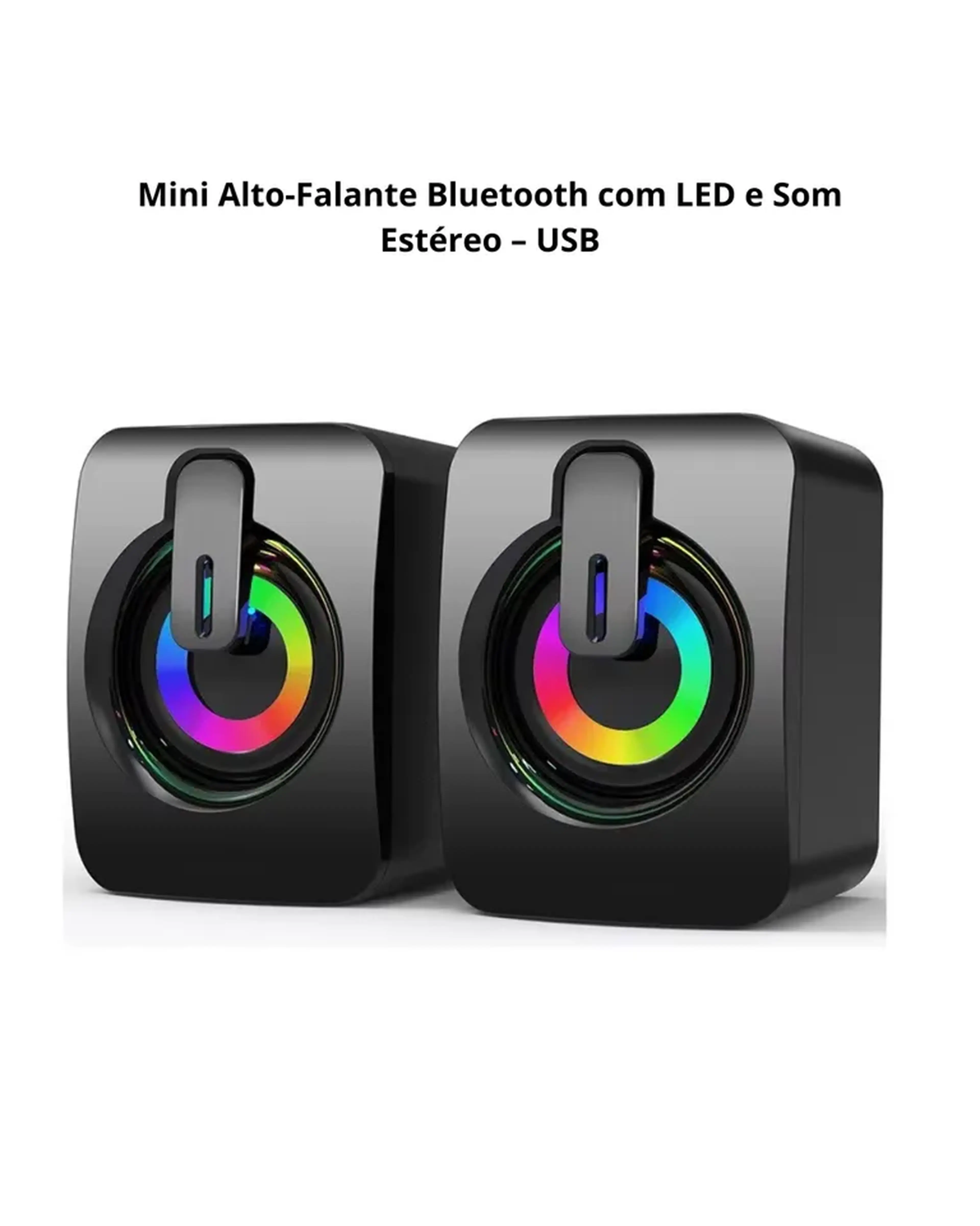 Mini Alto-Falante Bluetooth com LED e Som Estéreo – USB imagem