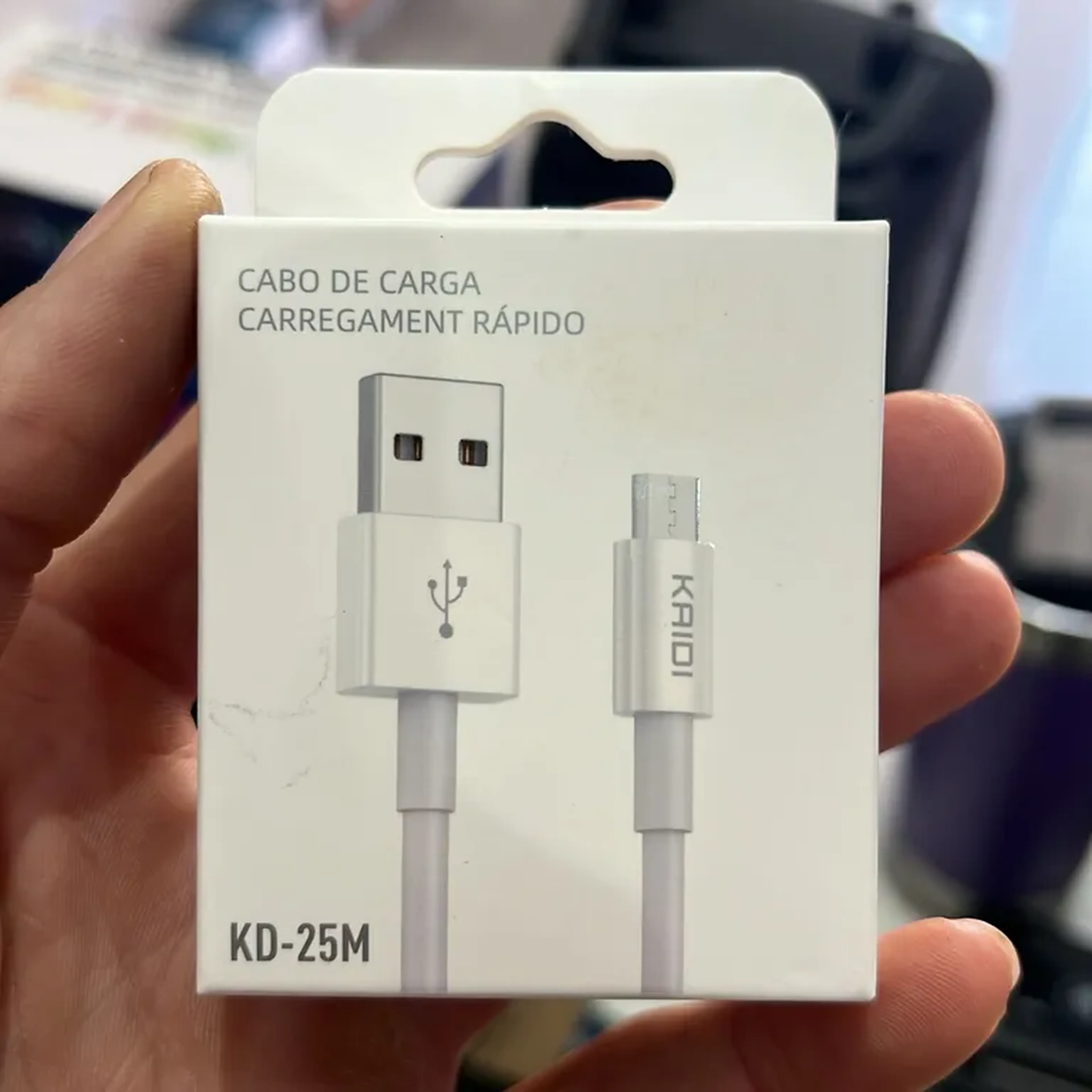 Cabo De Carregamento Micro USB V8 1 Metro Kaidi KD-25M imagem