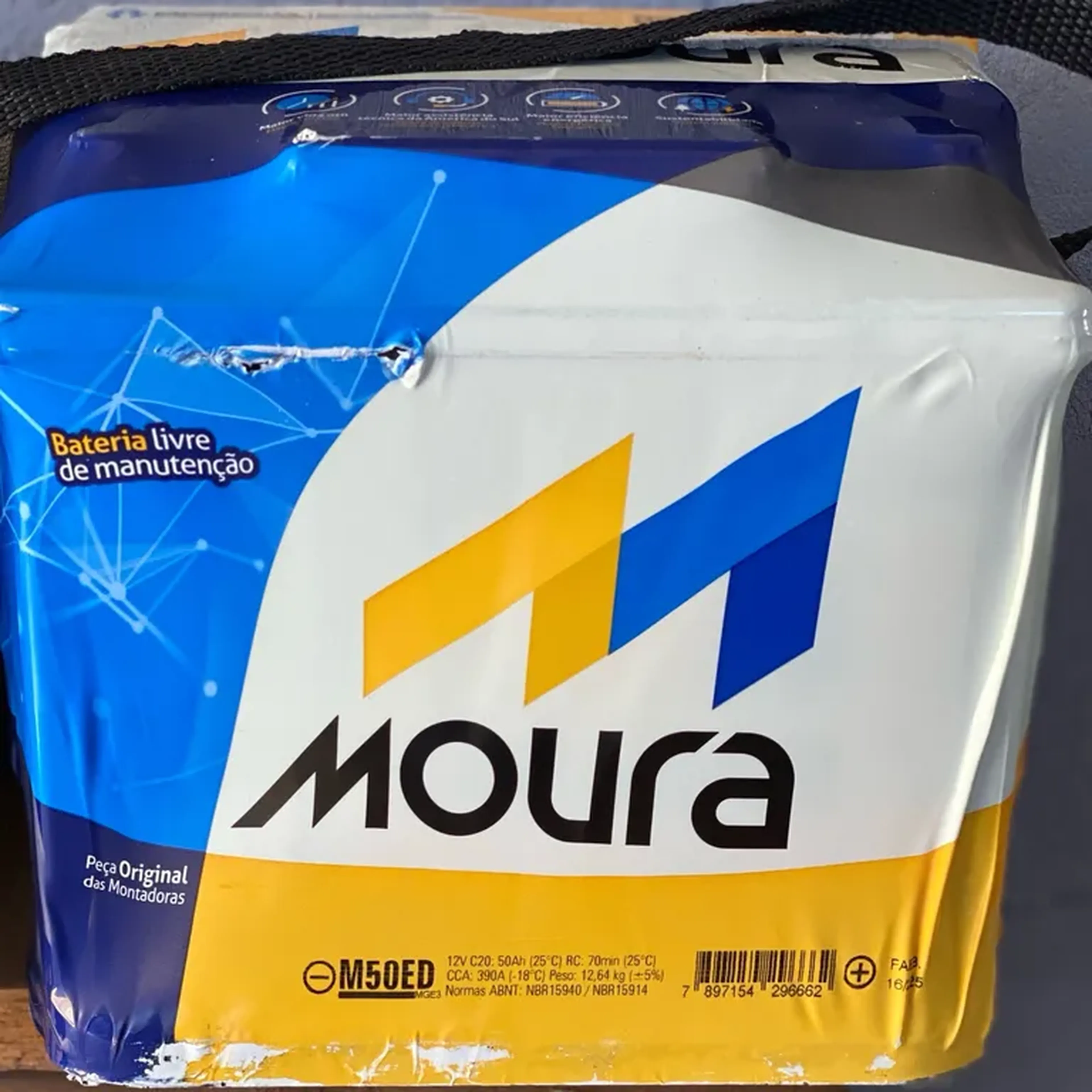 Moura 12v 50Ah 390A - Automotiva - Garantia 24 meses. imagem