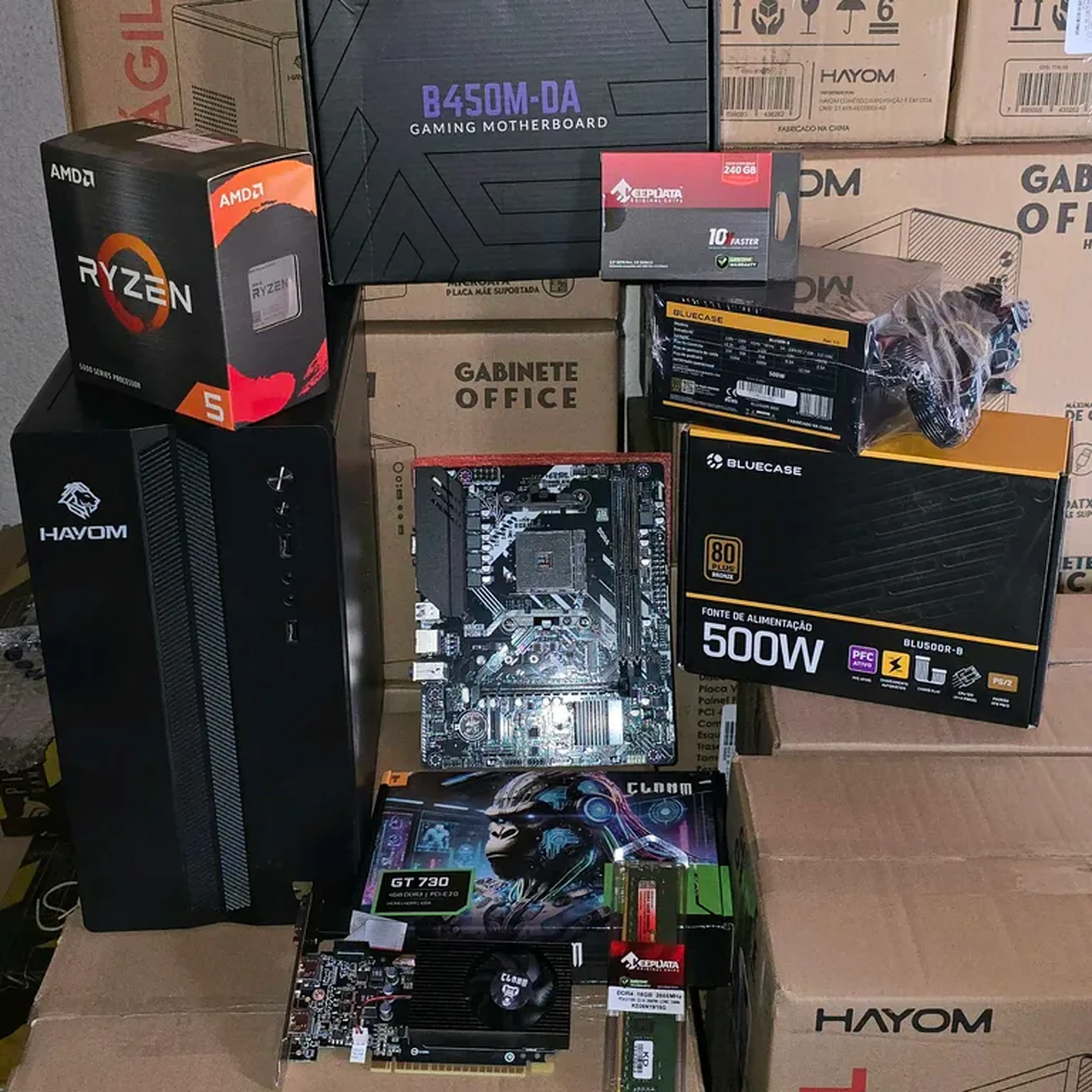 Computador Ryzen 5 5500, 16GB 2666mhz, SSD 240GB, GT 730 4GB imagem