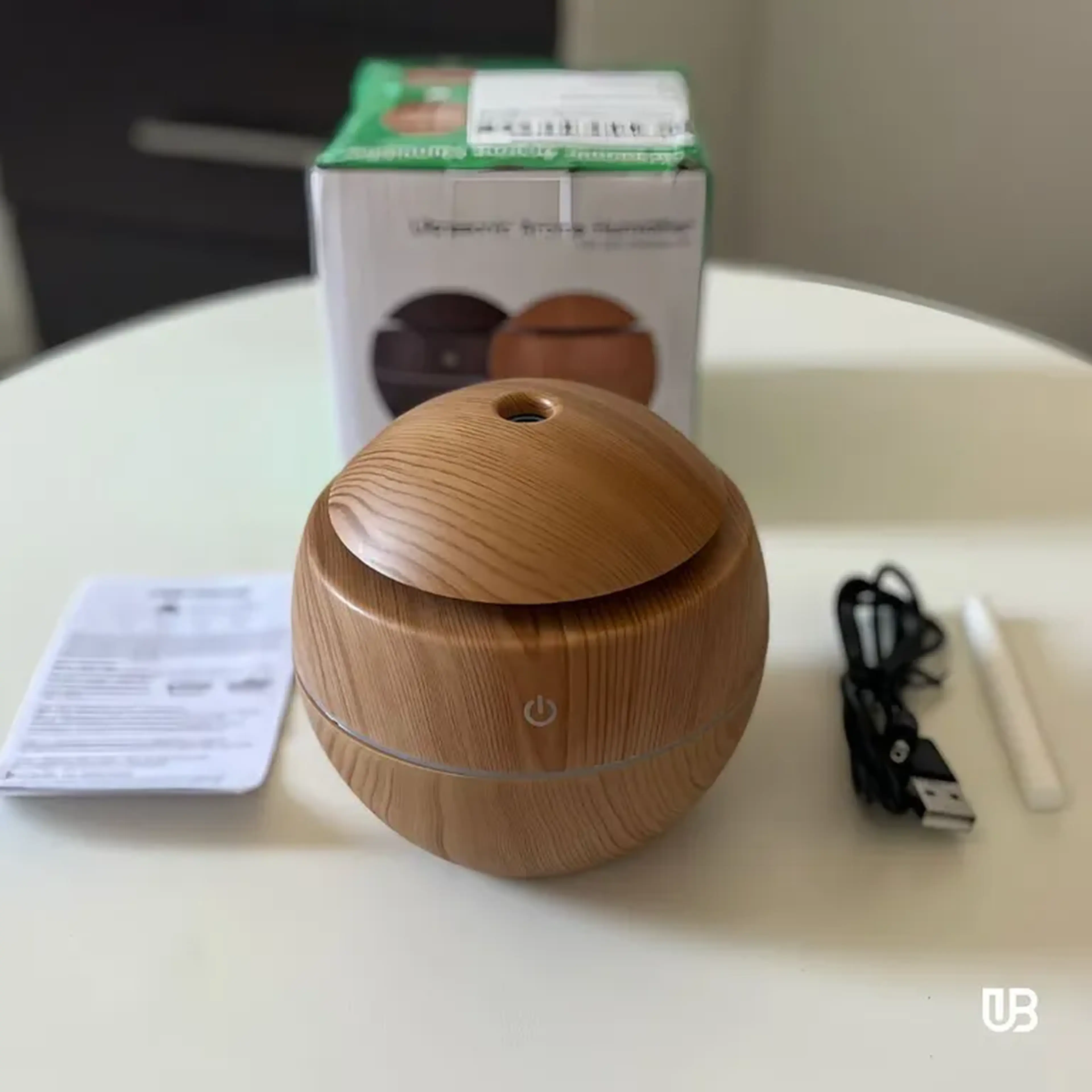 Mini Umidificador Ultrassônico Madeira Clara imagem