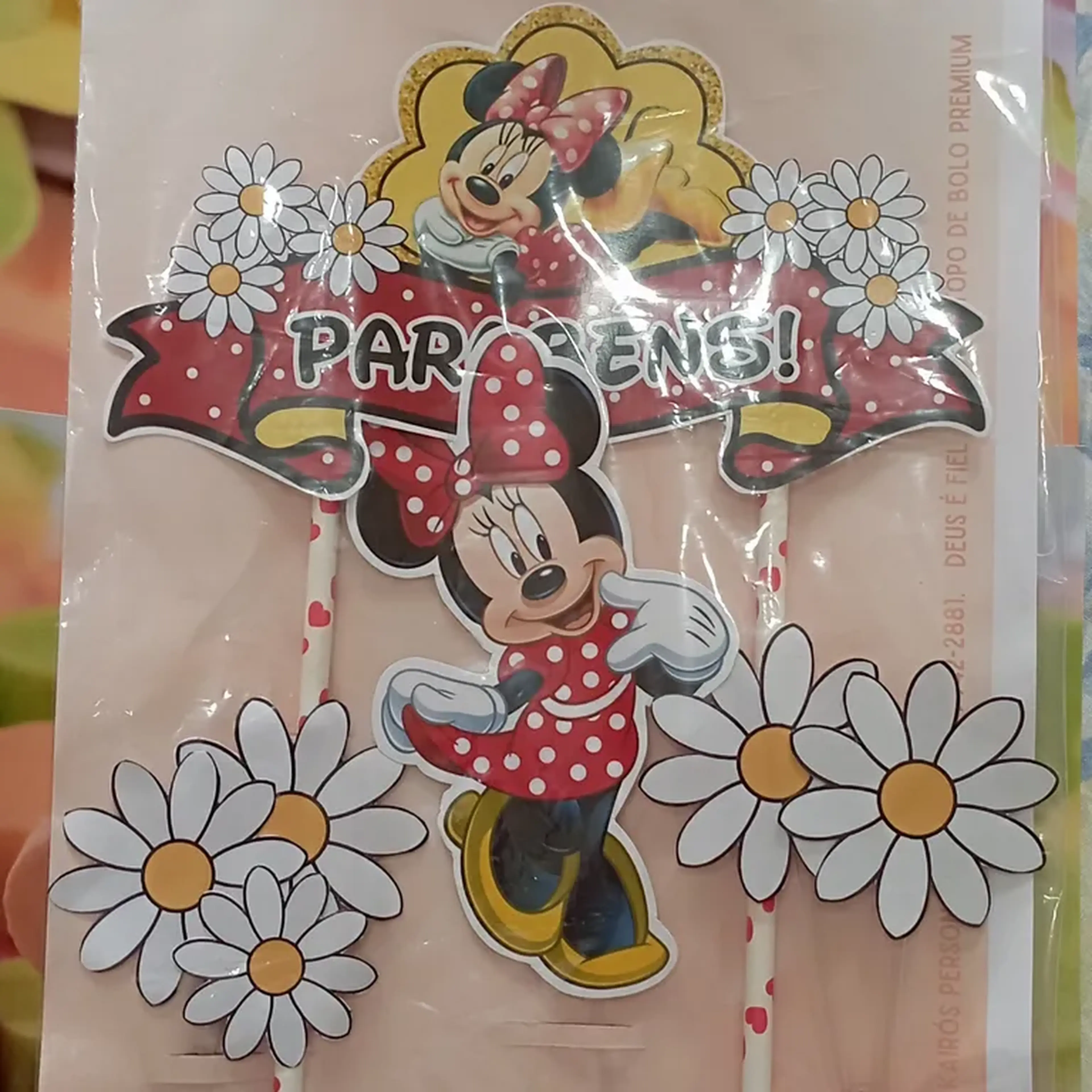TOPO BOLO MINEY COM MARGARIDAS imagem