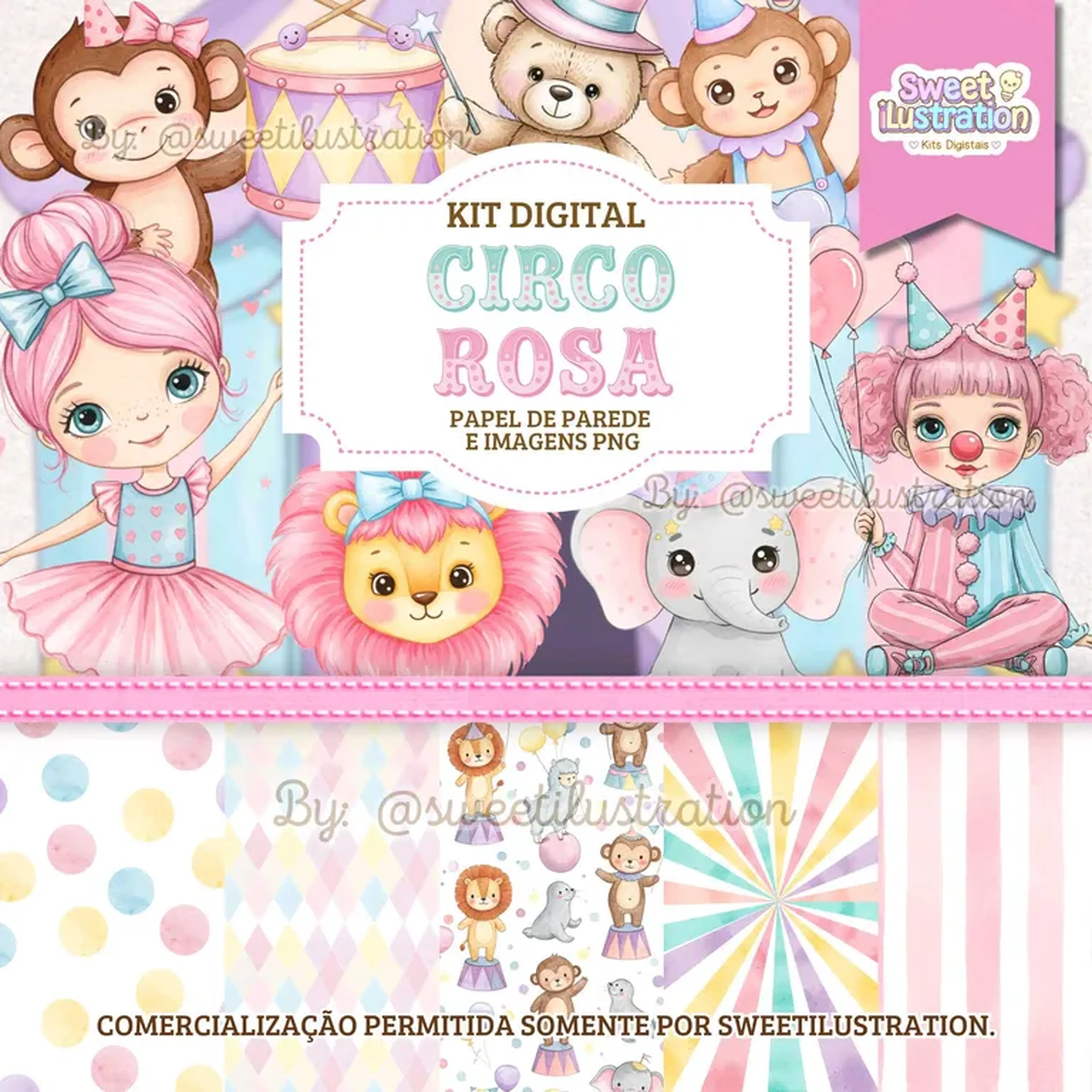 Kit Digital Circo Rosa imagem