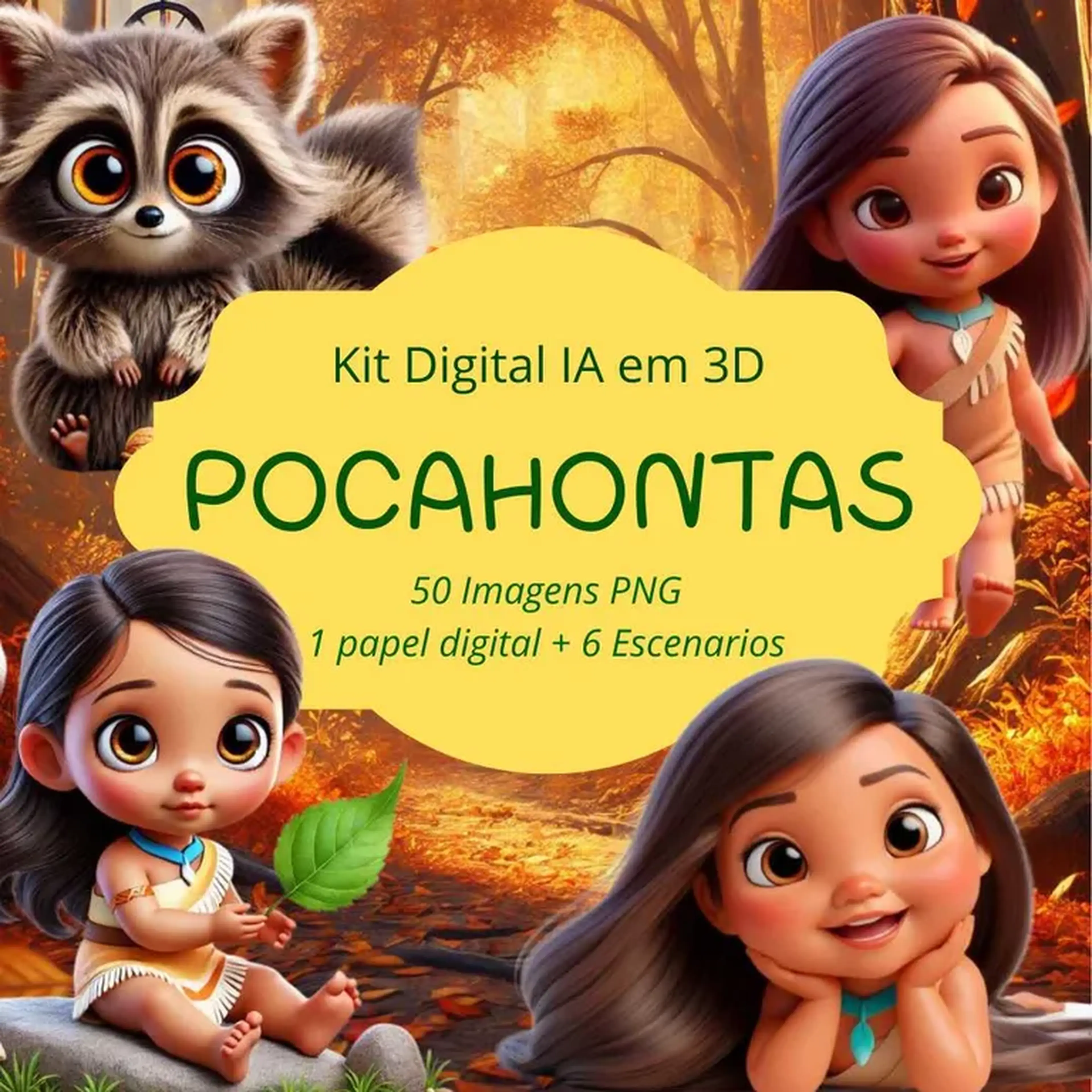 Kit Digital Pocahontas - Feito com IA em 3D imagem
