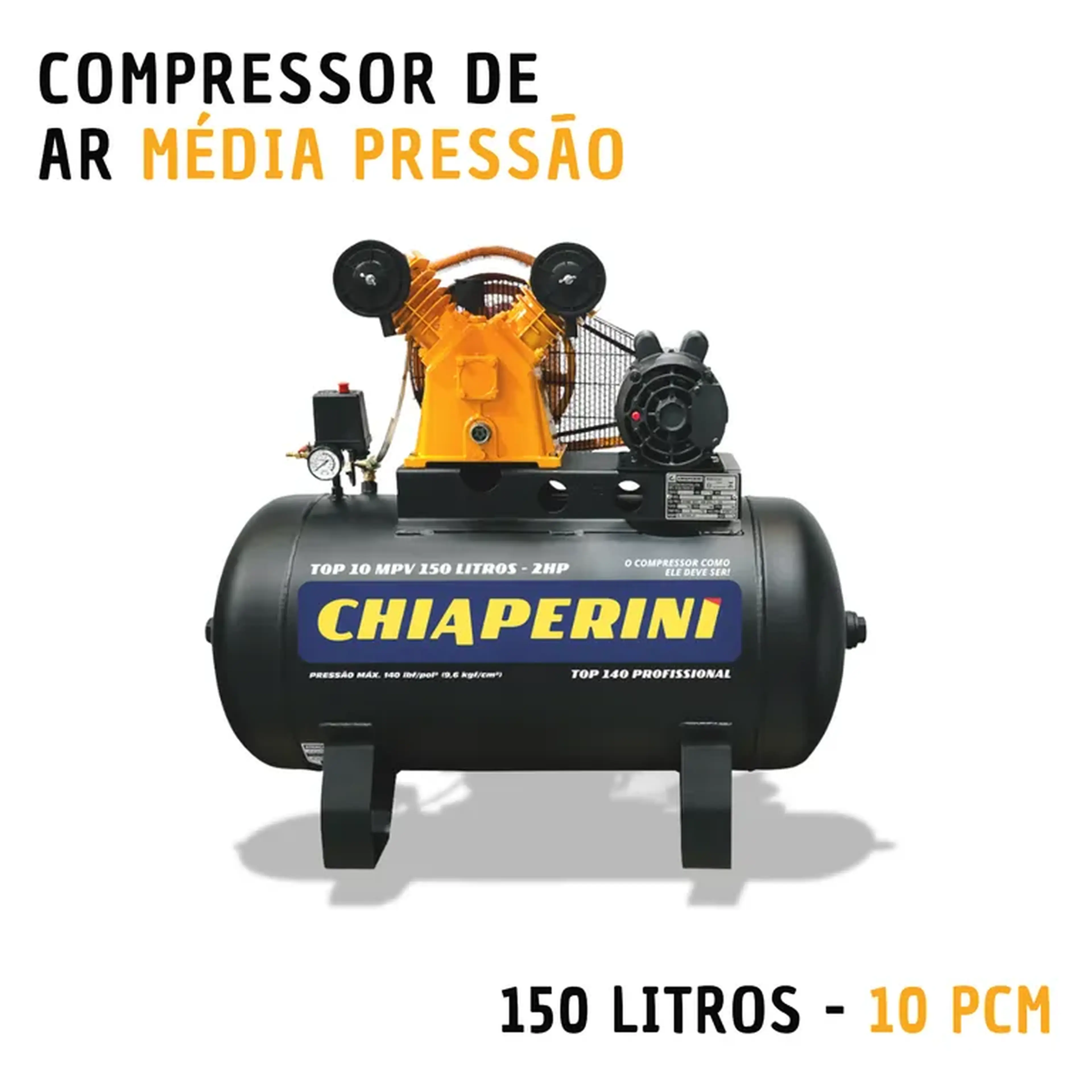 Compressor de ar média pressão 150 litros (10 pcm) imagem