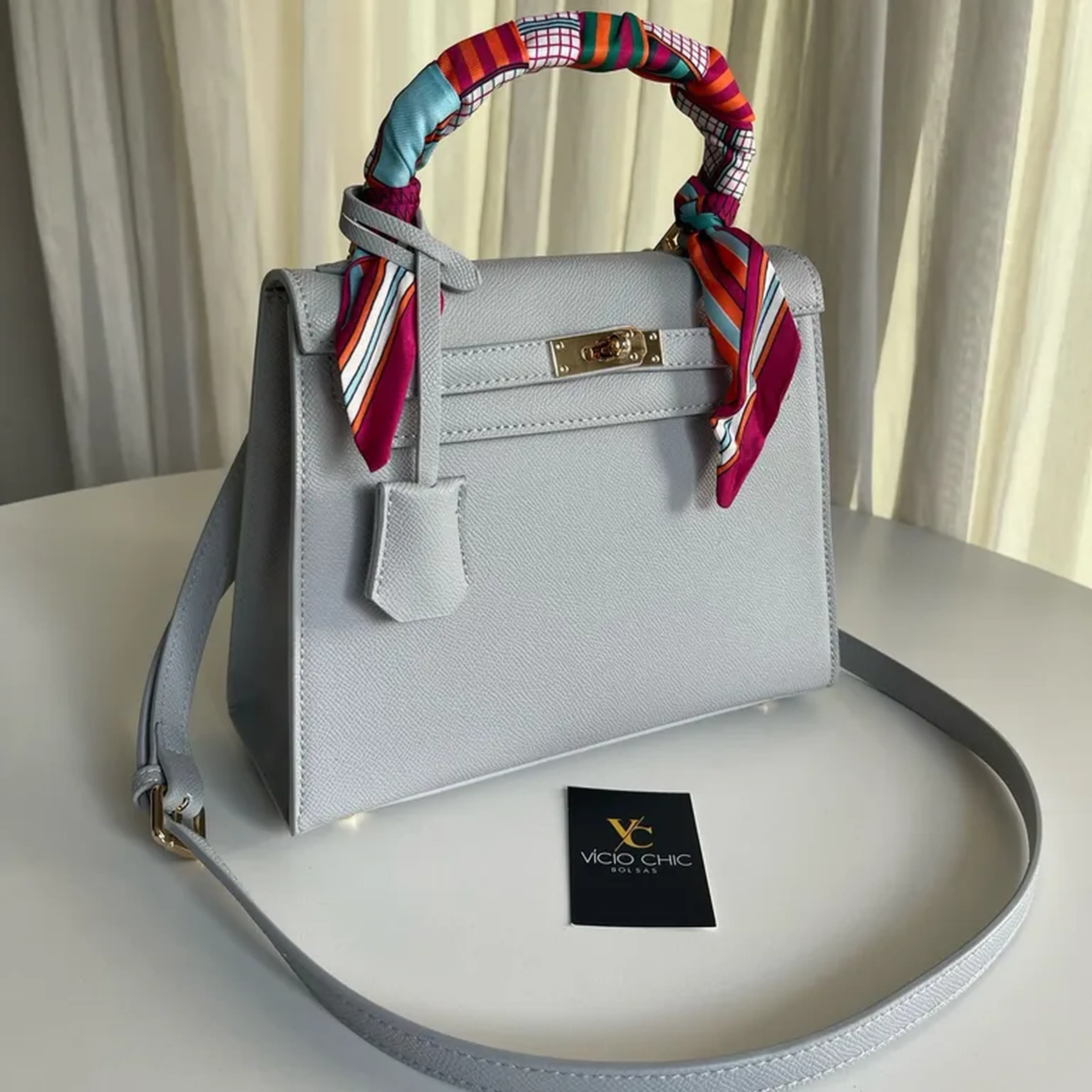 Bolsa Inspiração Hermes Kelly cinza imagem