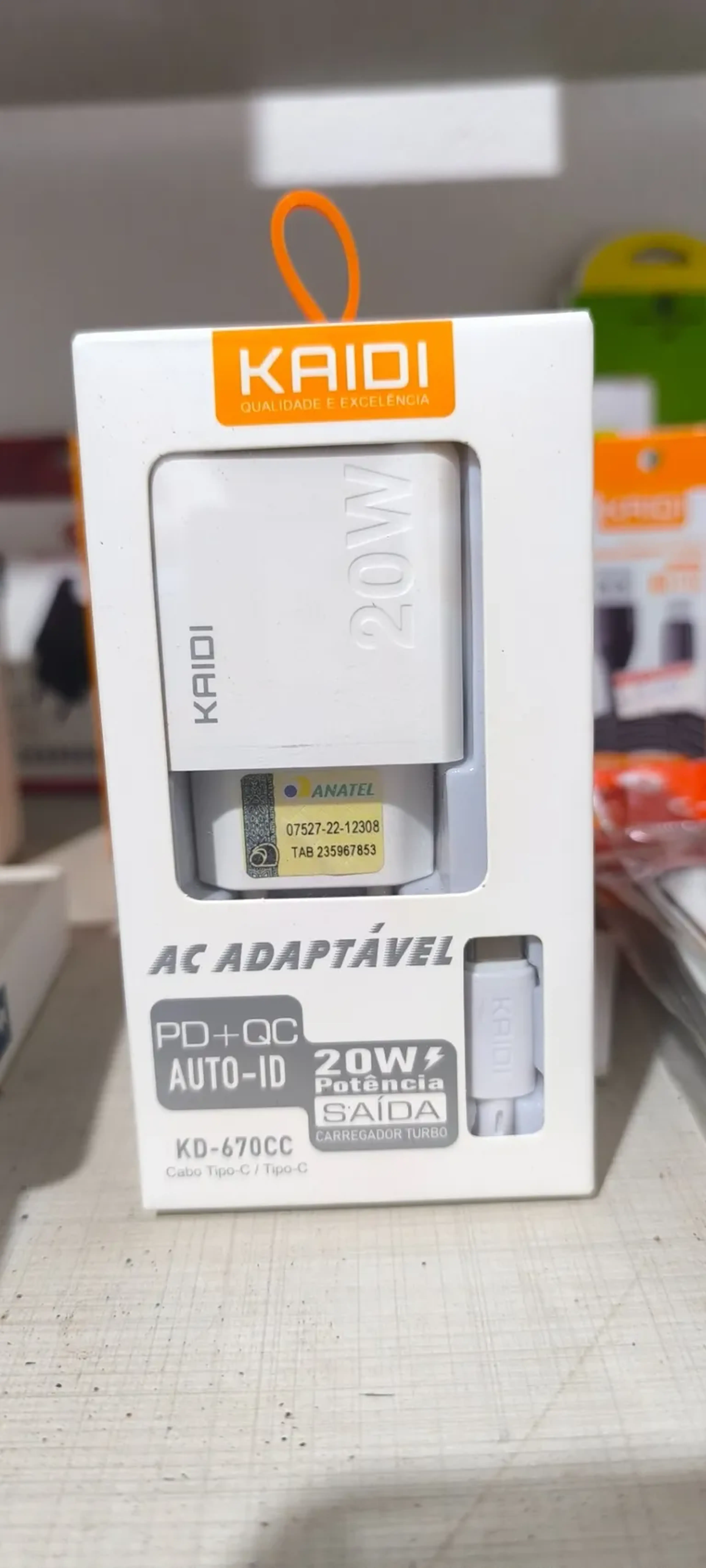 Carregador 20W Tipo C Kaidi imagem