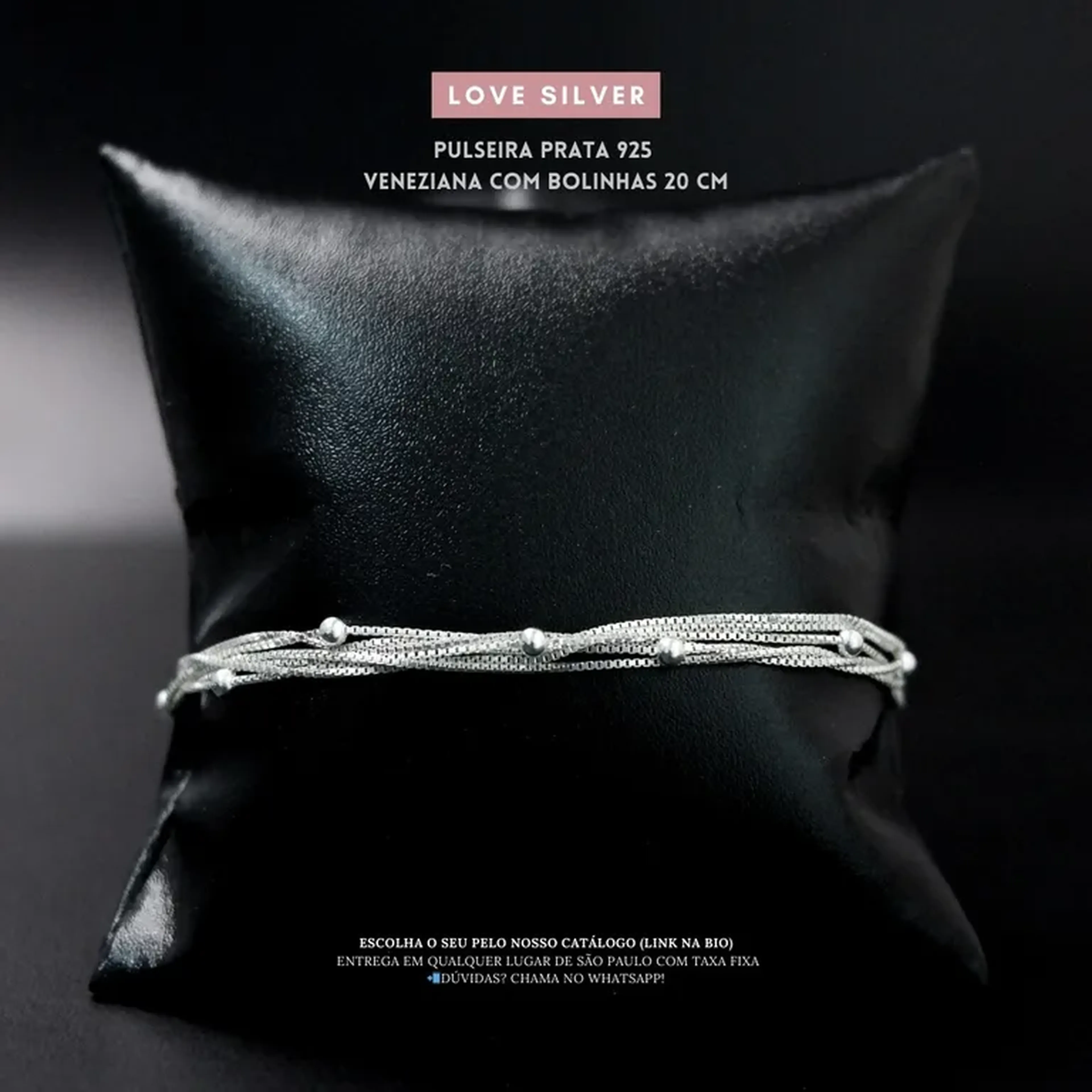 Pulseira Veneziana com Bolinhas em Prata 925 – 20cm imagem