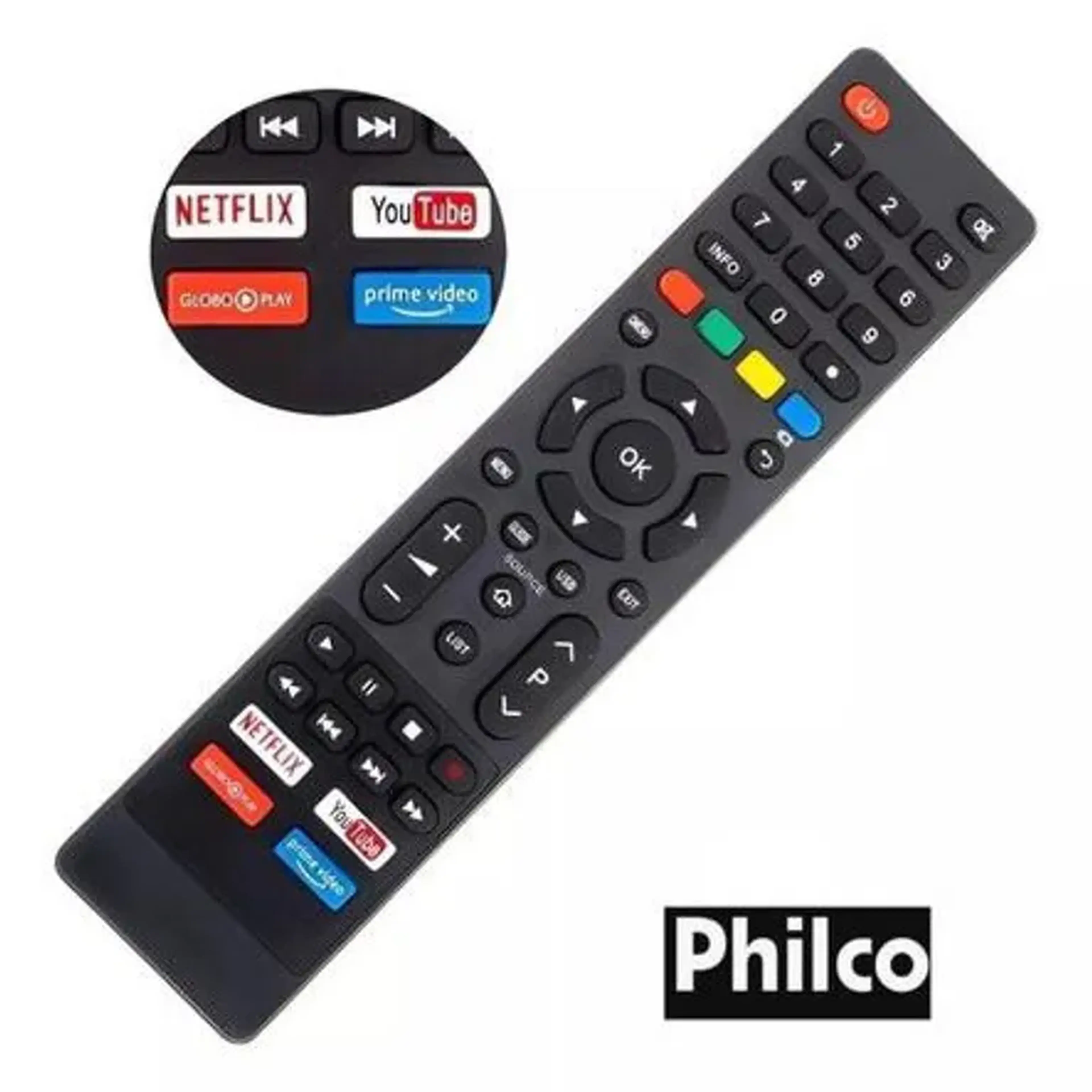 Controle Philco Netflix Youtube Globo Play Prime imagem