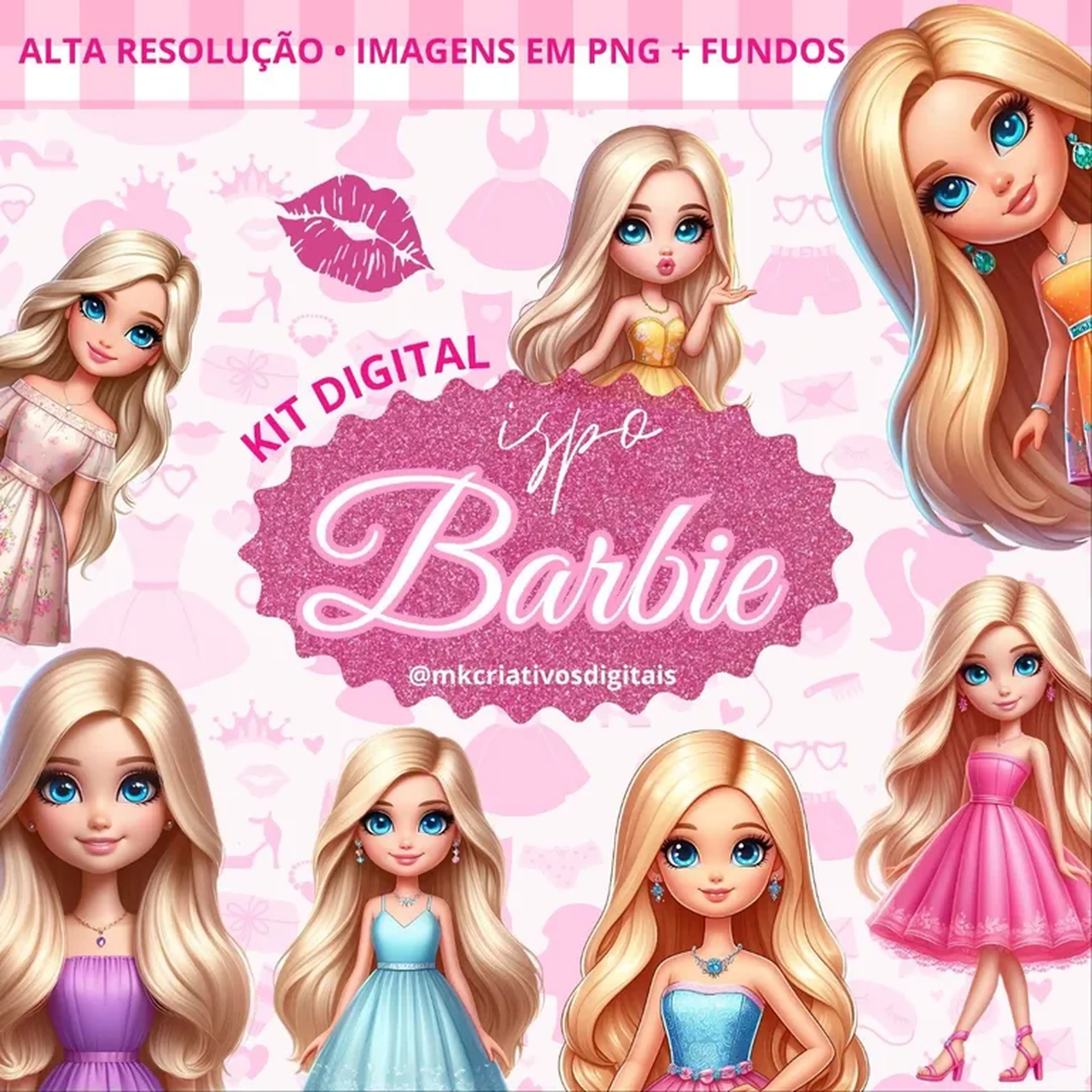 Kit Digital Barbie Inspiração - PNG I.A imagem