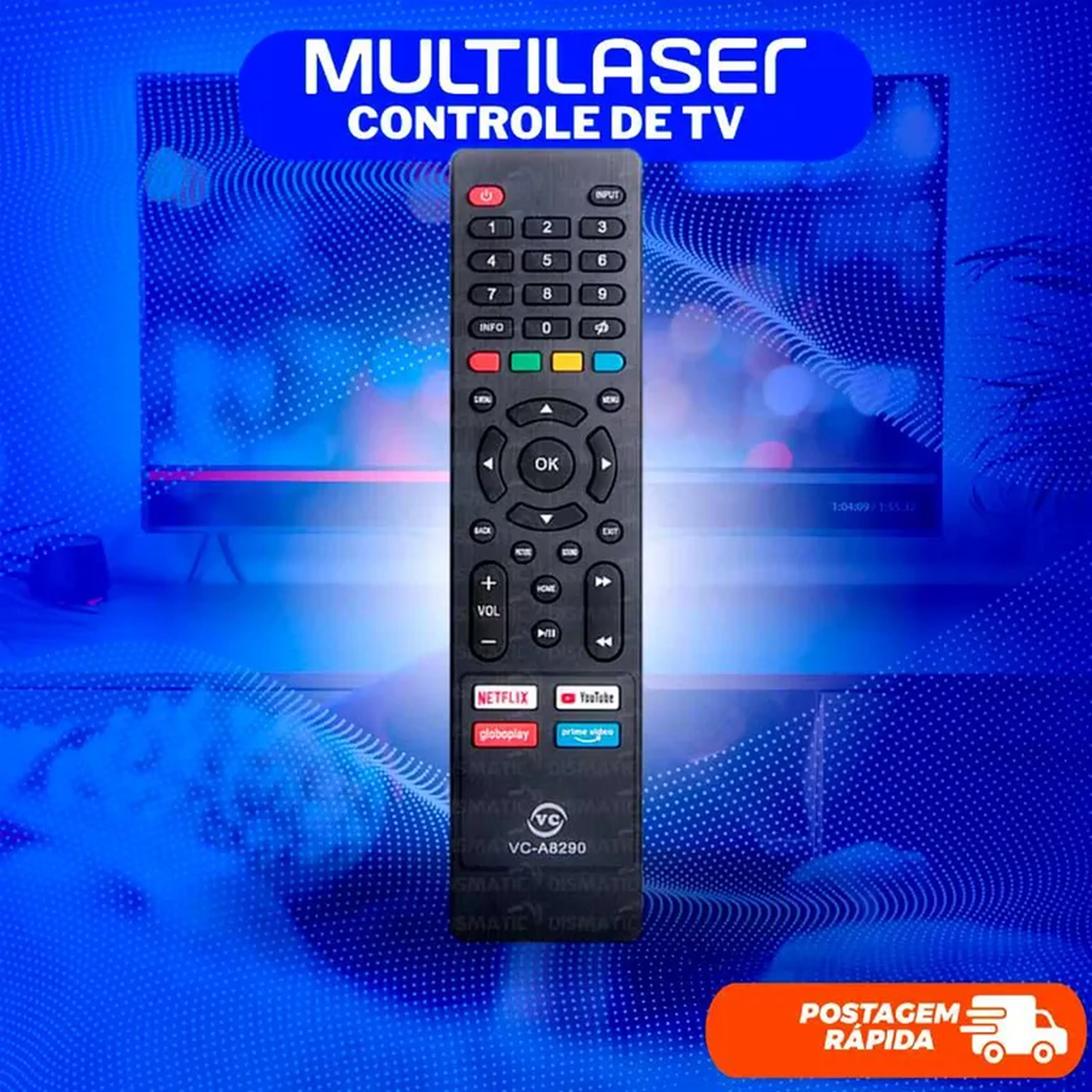VC-A8290 Para Tv Multilaser Smart 9147 9140 Tecla Netflix imagem