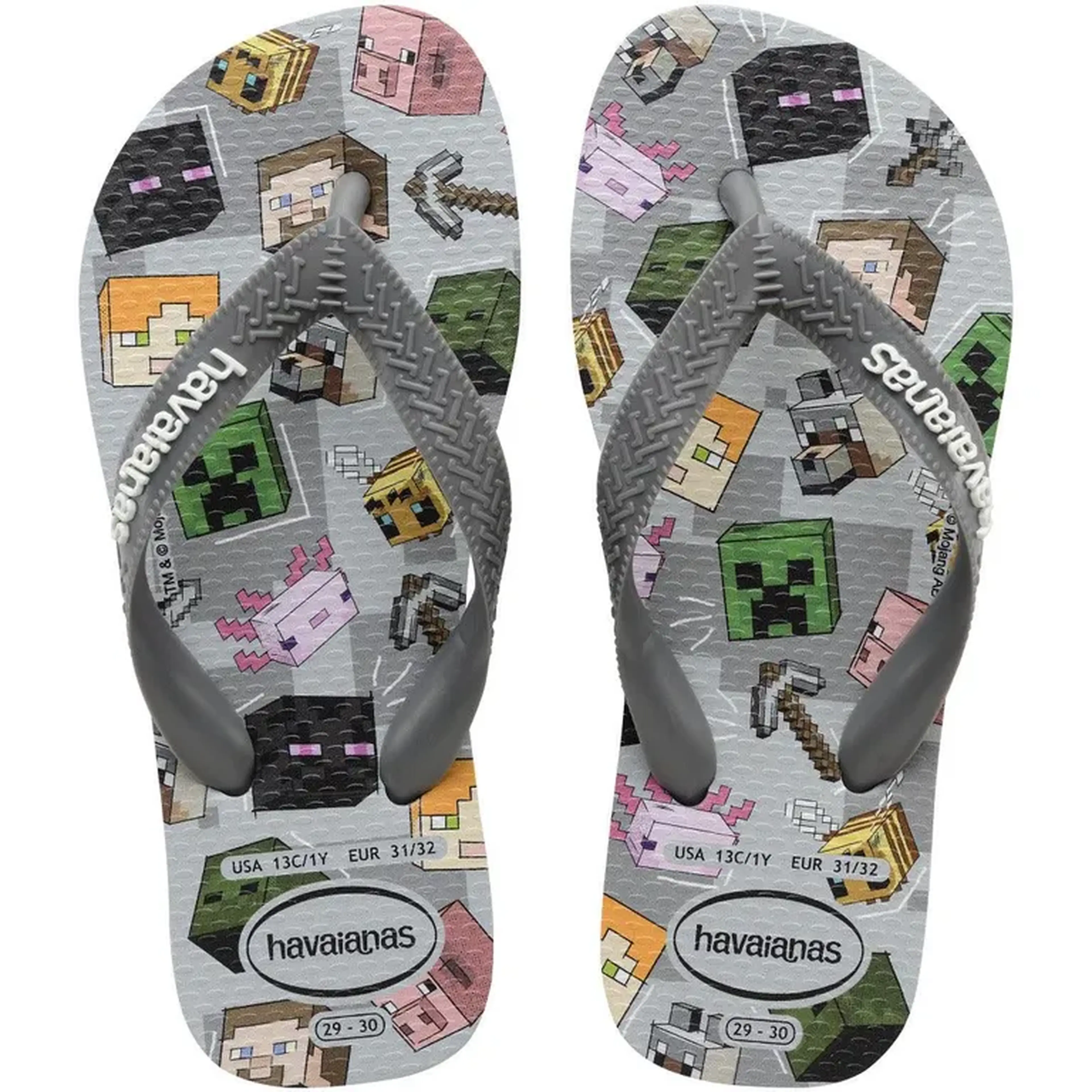 Chinelo Havaianas Infantil Minecraft - Cinza imagem