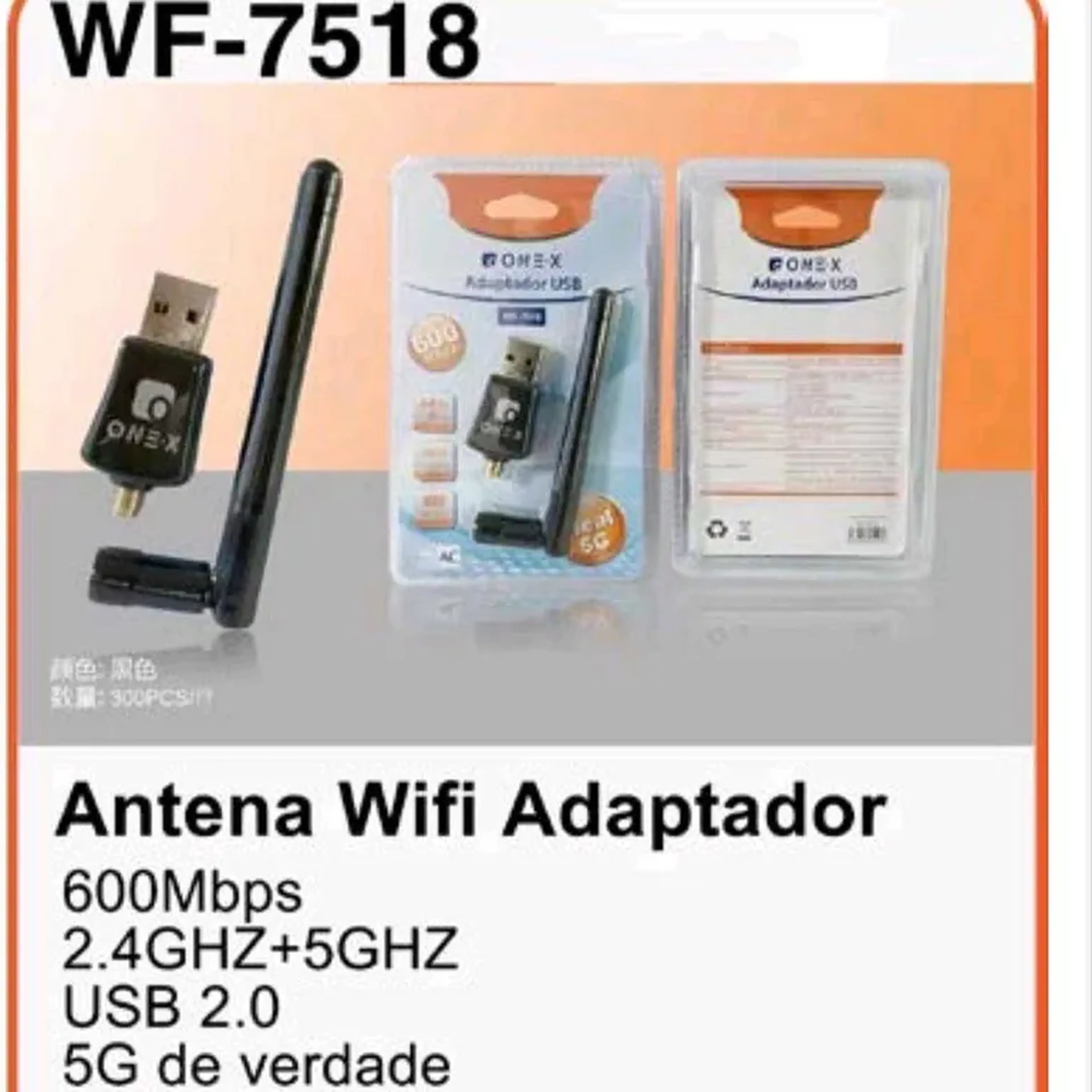 ADAPTADOR WIFI USB DUAL BAND 2.4 E 5G imagem