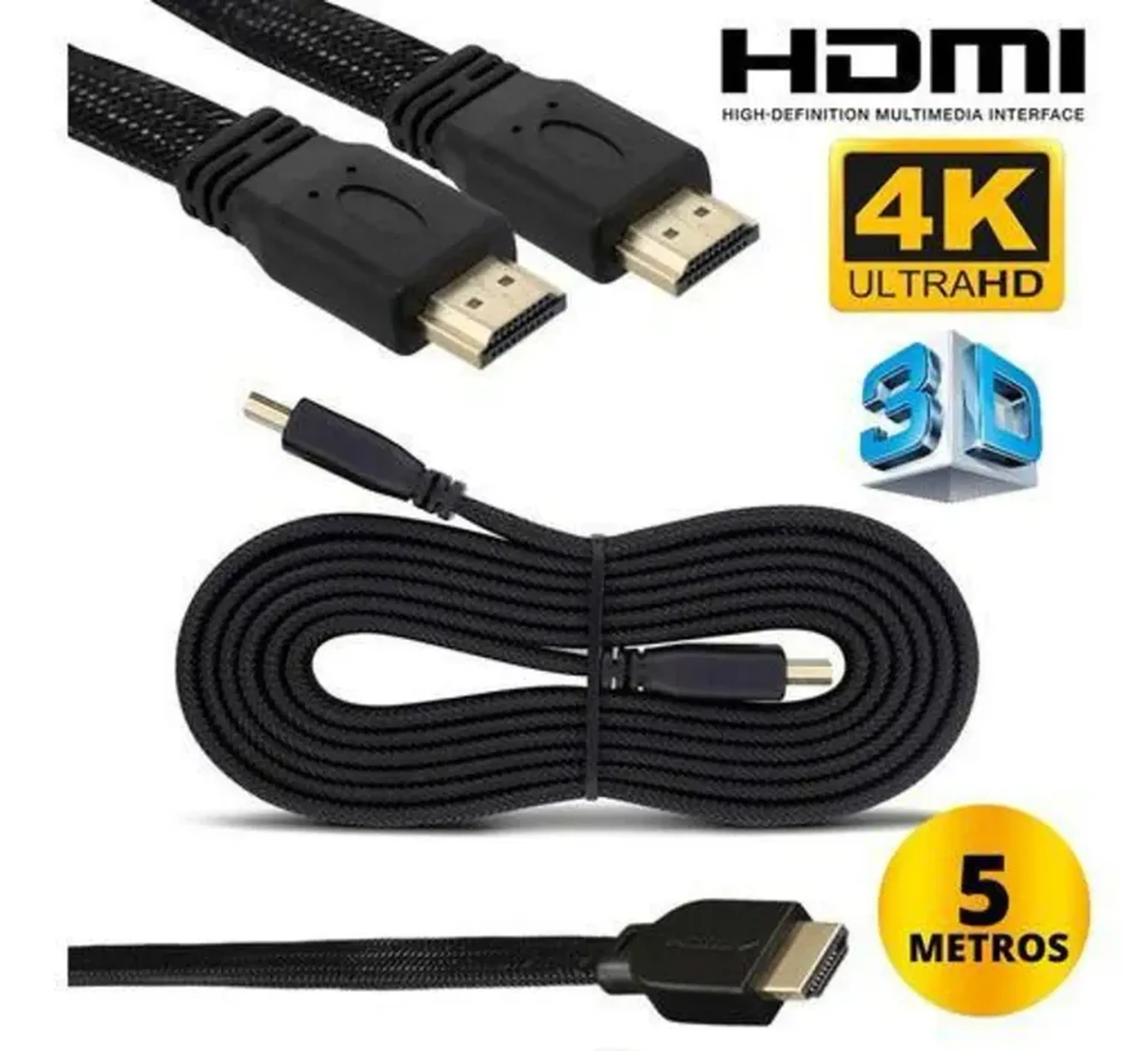 Cabo Hdmi Gold 5m Metros Mts 4k 5d Full imagem