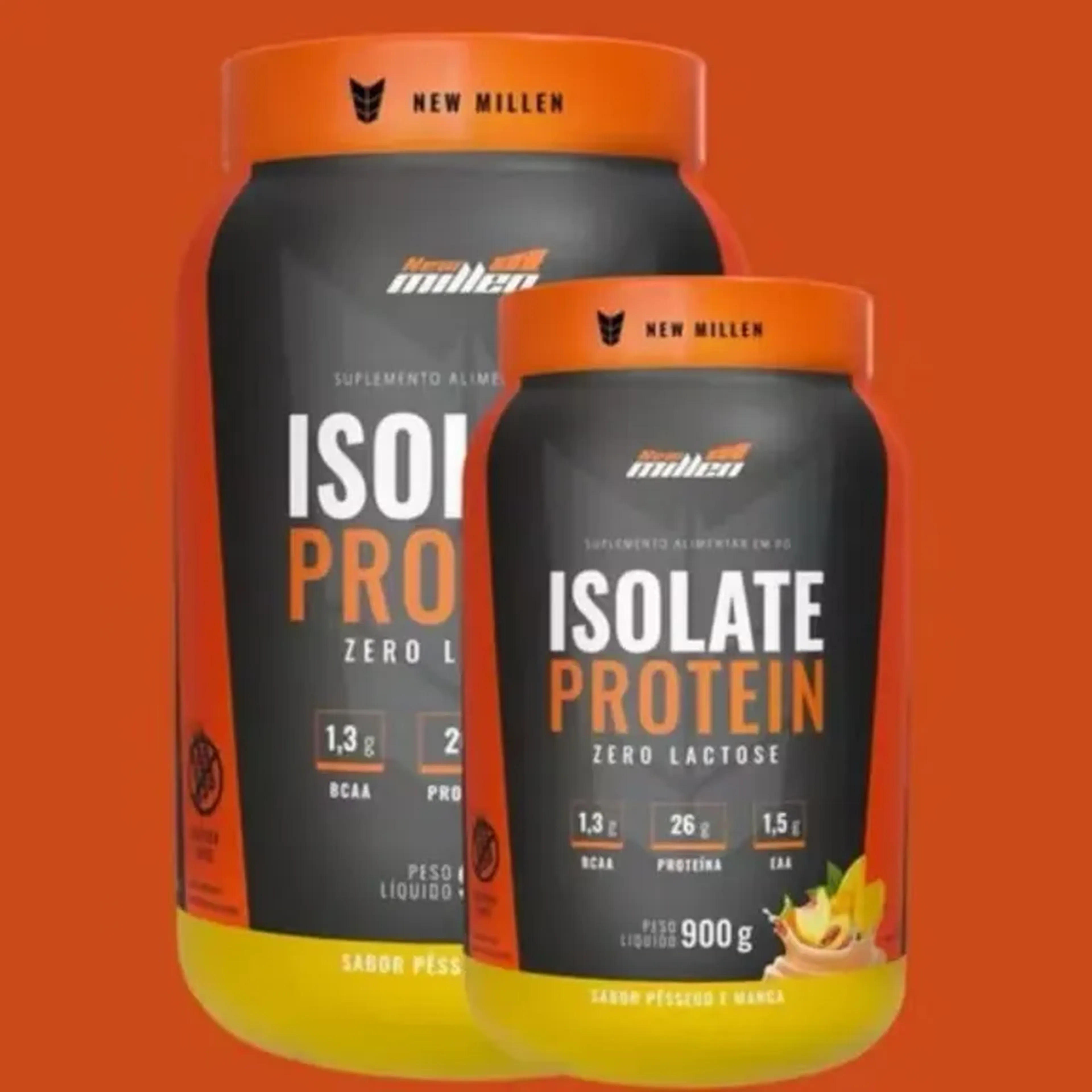 Whey Isolado Zero Lactose Sabor Pêssego e Manga 900g New Millen imagem