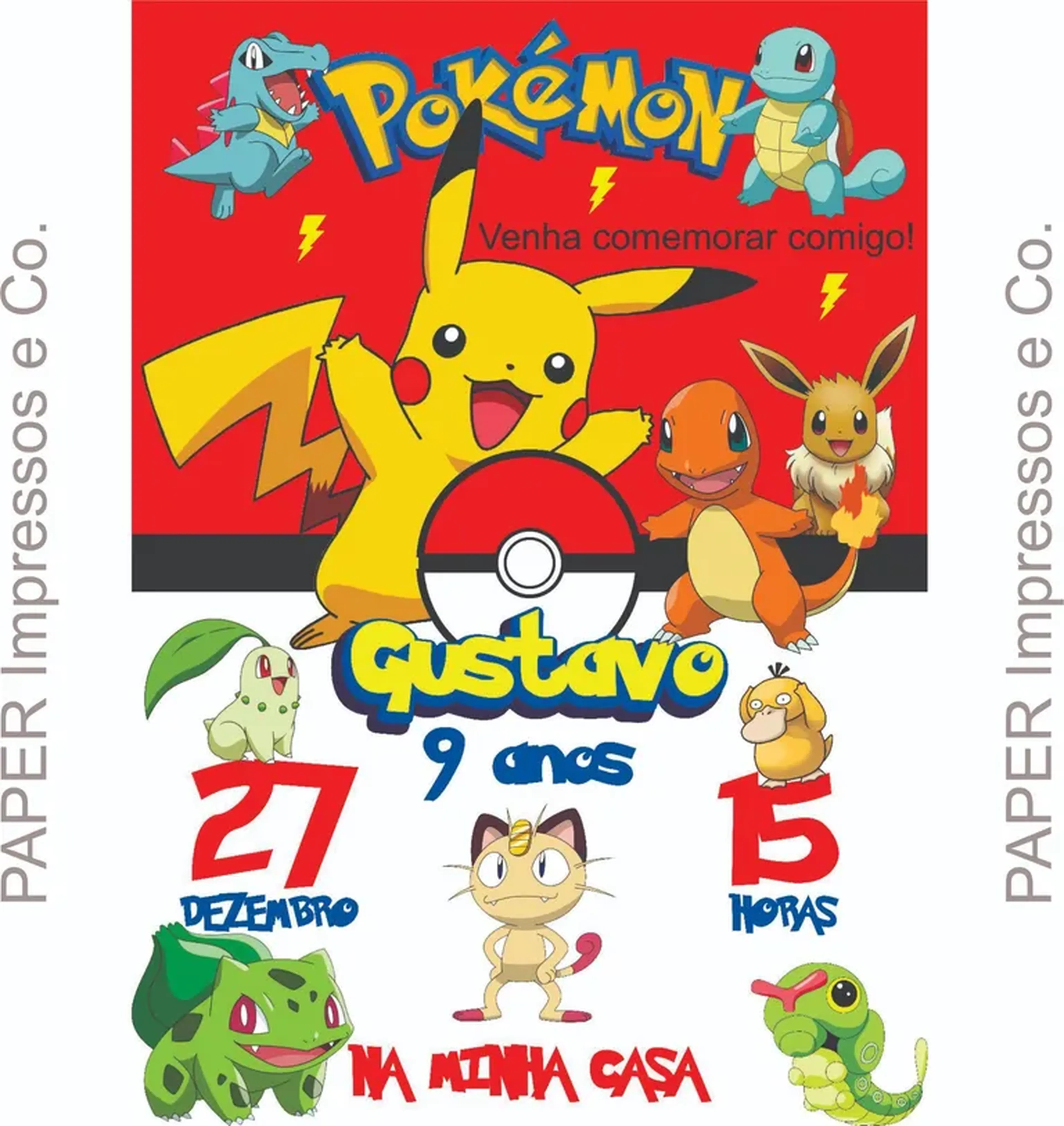 ARQUIVO DIGITAL CONVITE POKEMON imagem