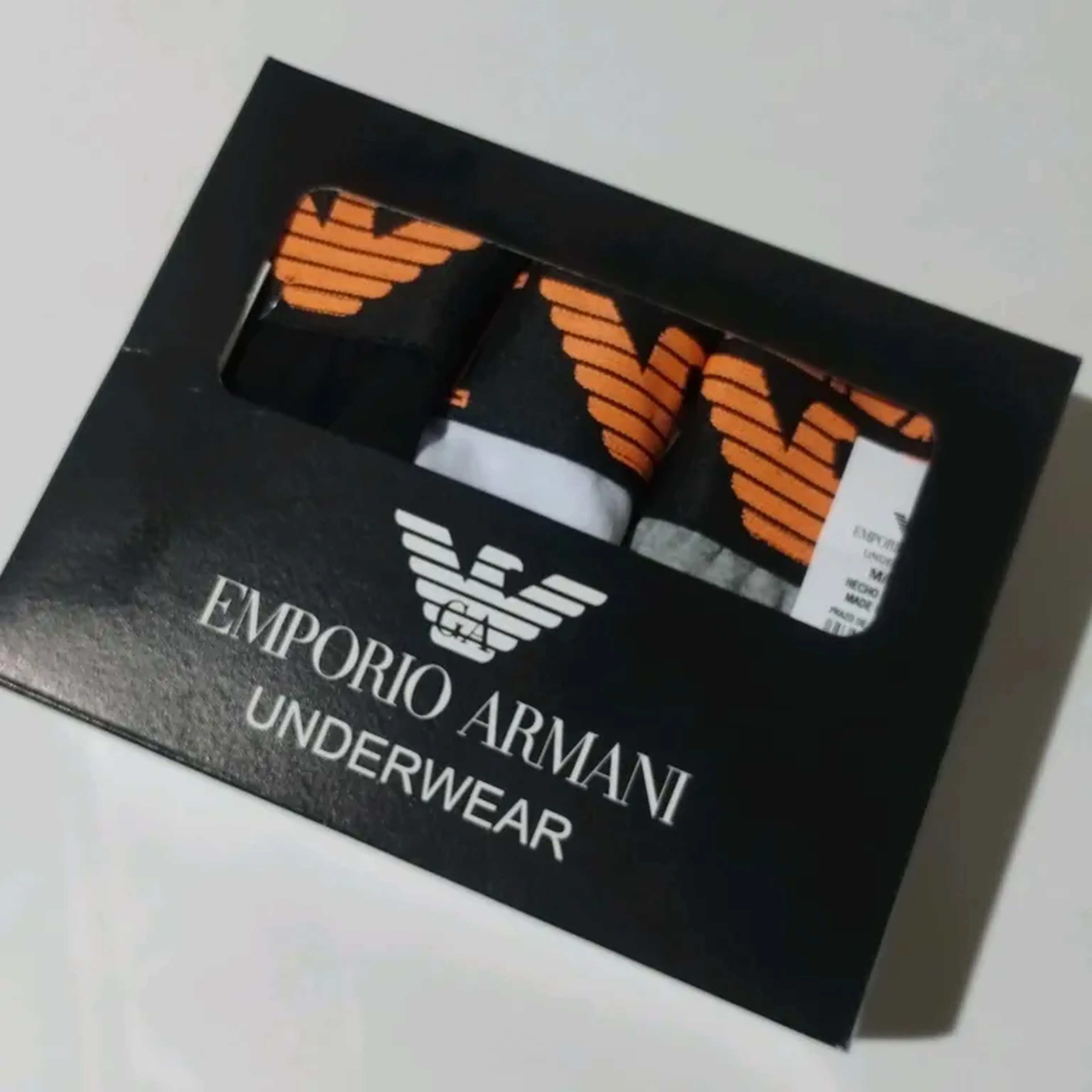 Kit 3 cuecas EA com caixa imagem