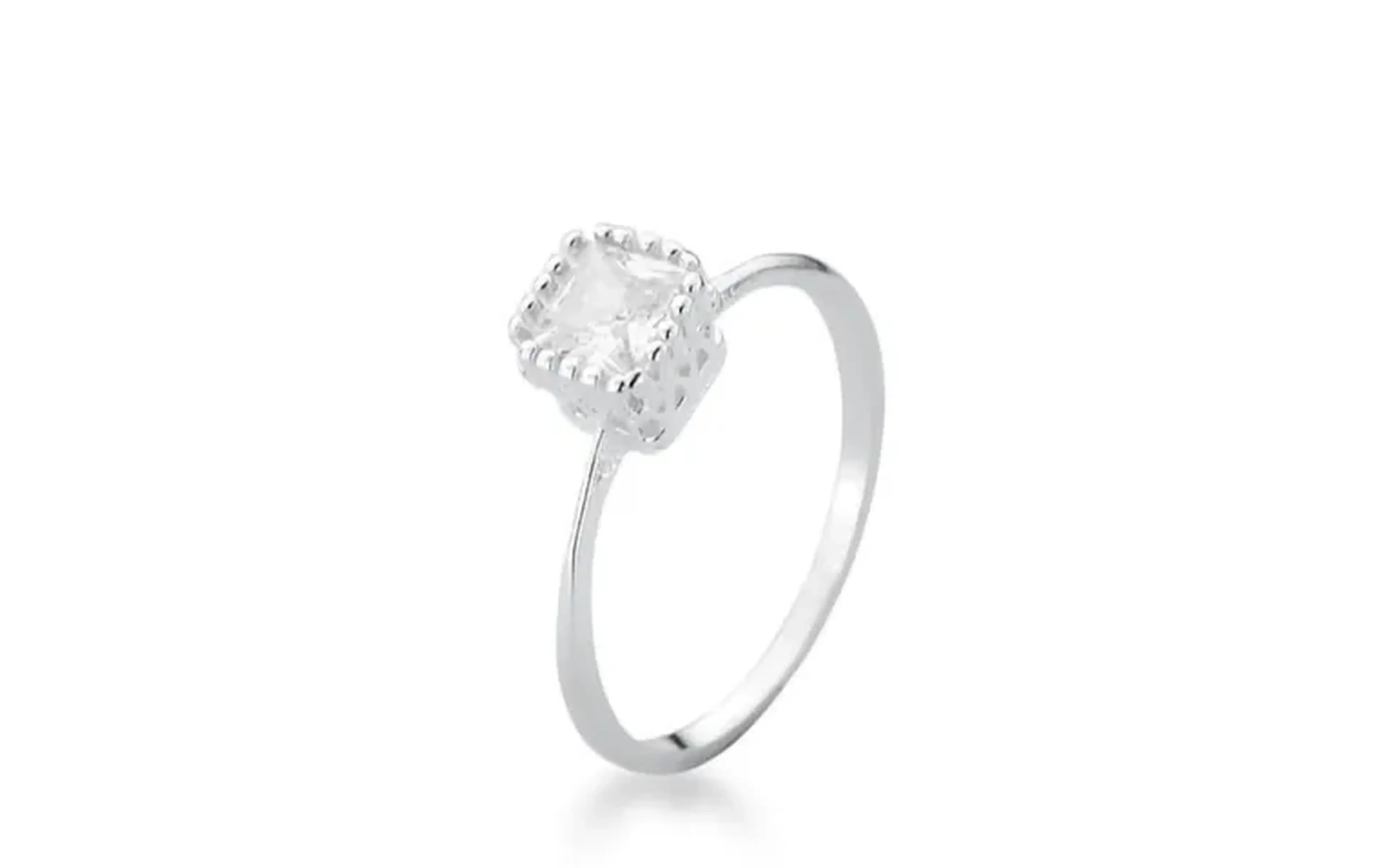 Anel Solitário Quadrado Prata 925 Love Silver imagem