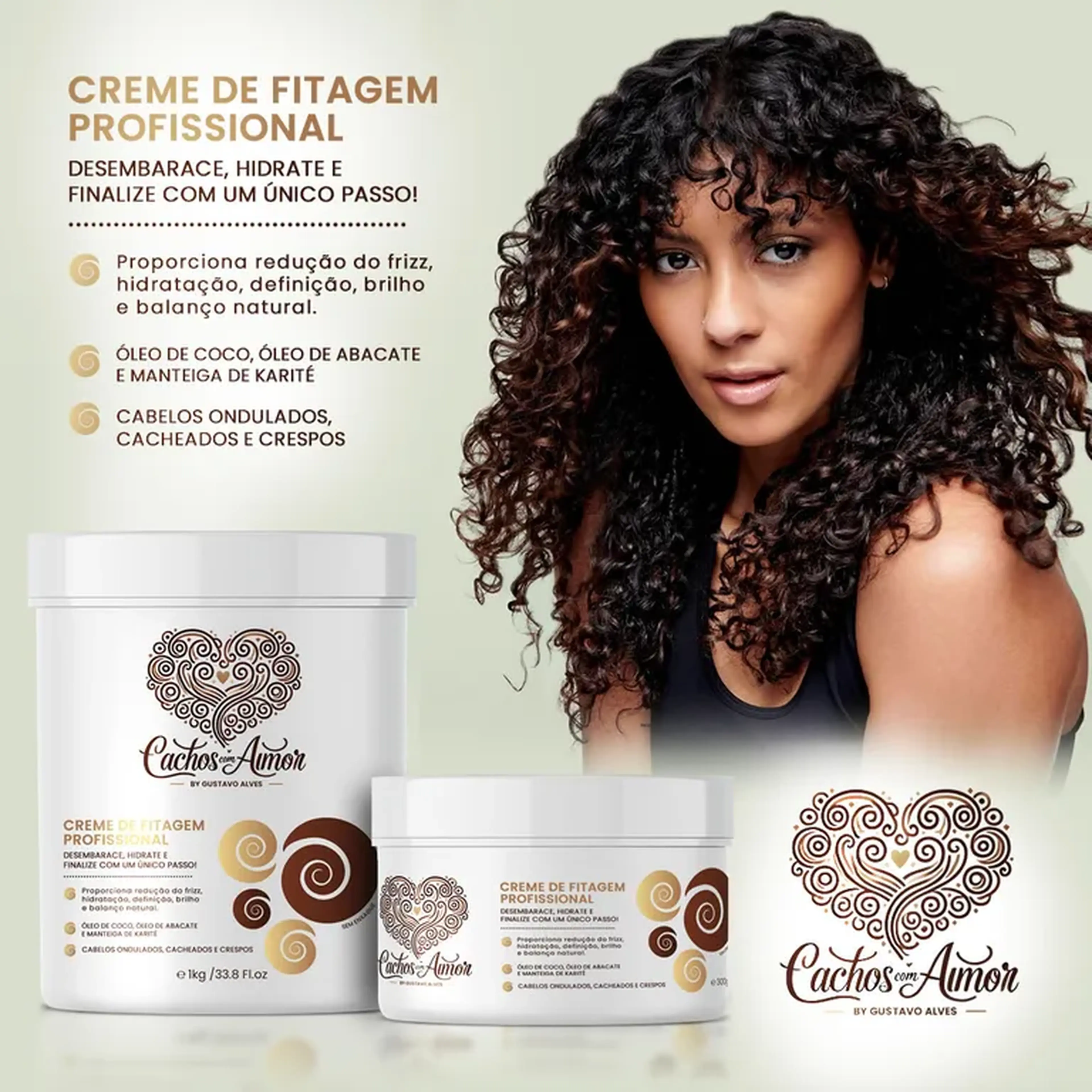 Creme de Fitagem 300g Cachos com Amor by Gustavo Alves imagem
