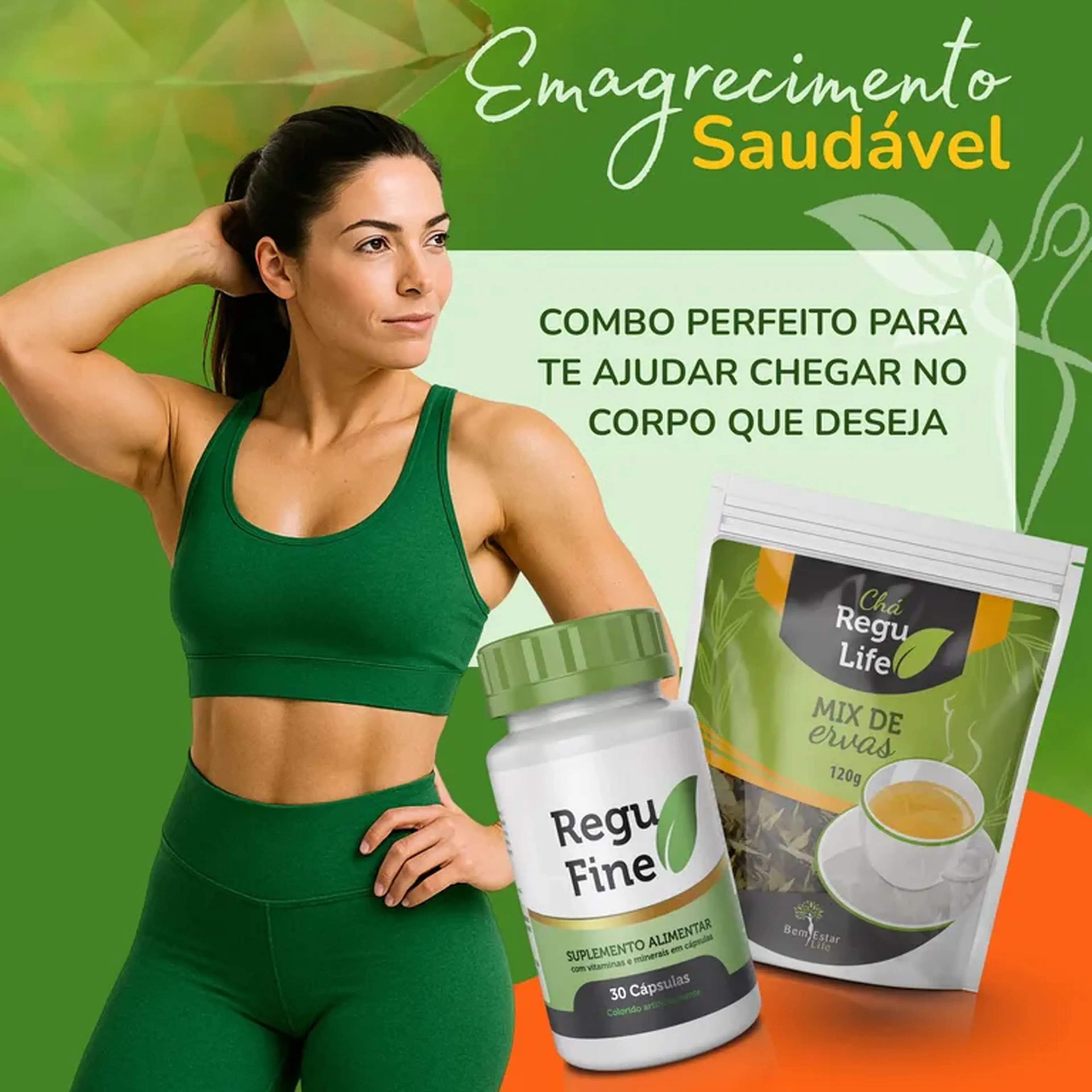 Regu Fine+Chá Regu Life kit emagrecimento imagem
