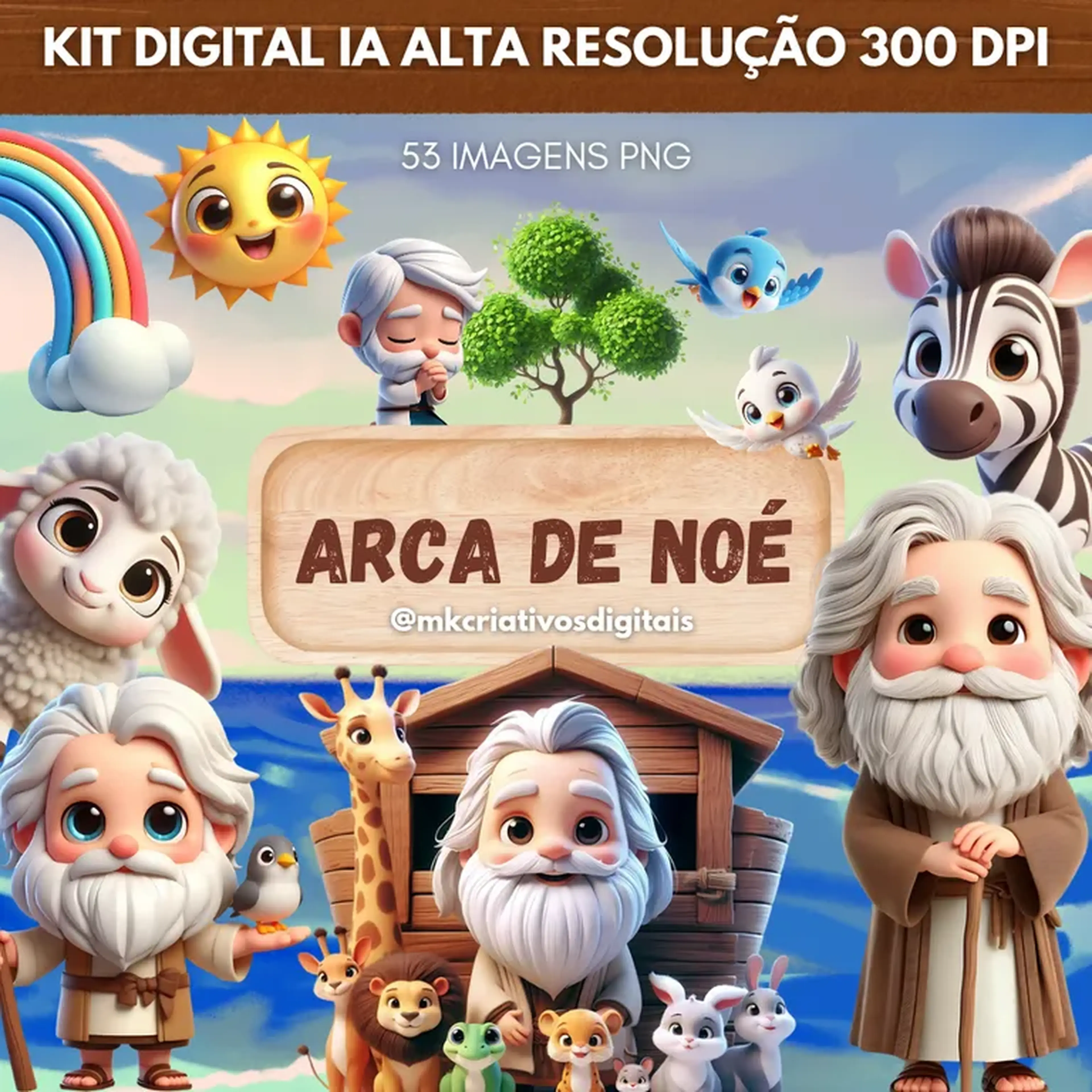 Kit Digital Arca de Noé - PNG IA imagem