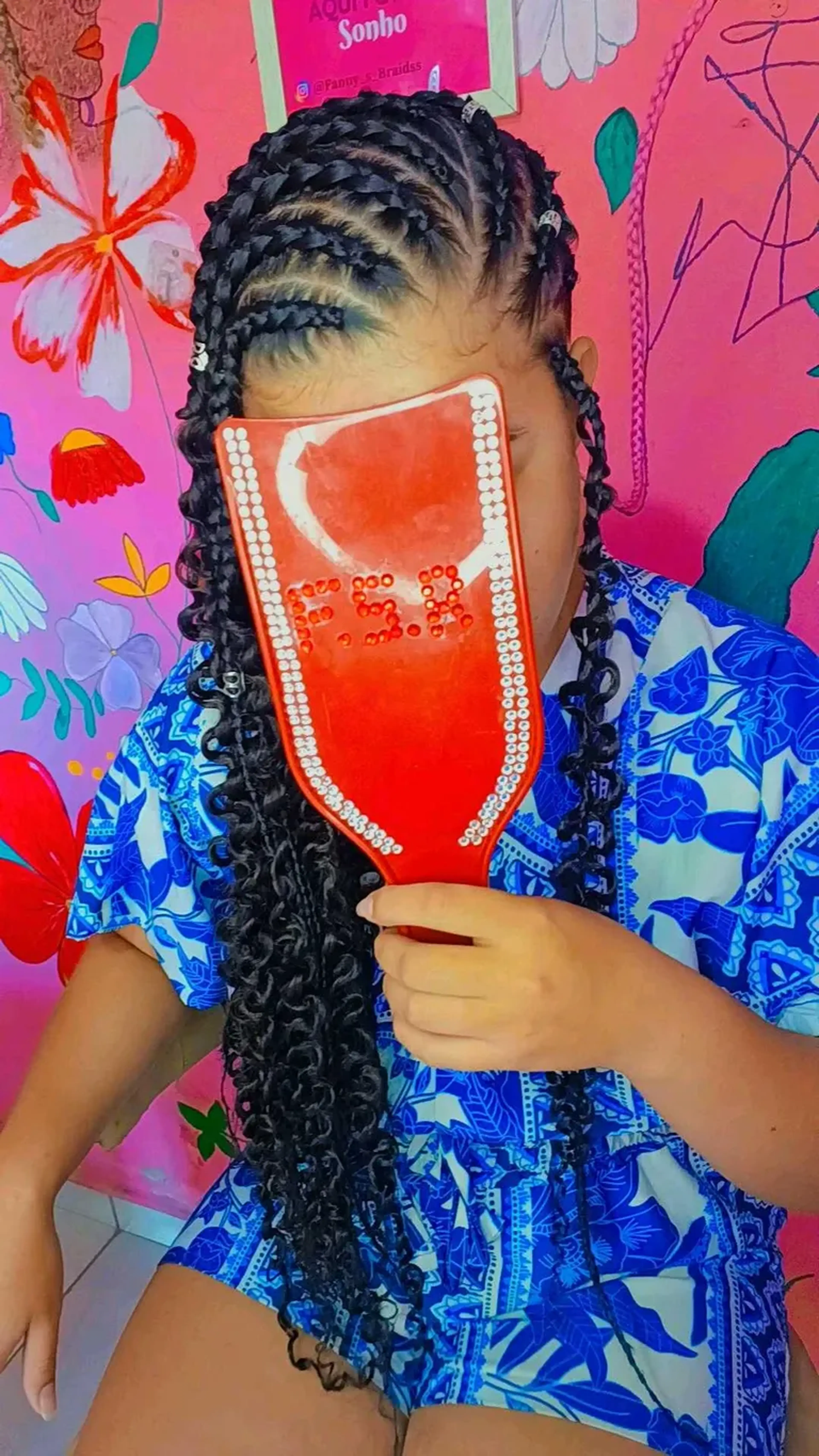 ghana braids desenhada + cachos imagem