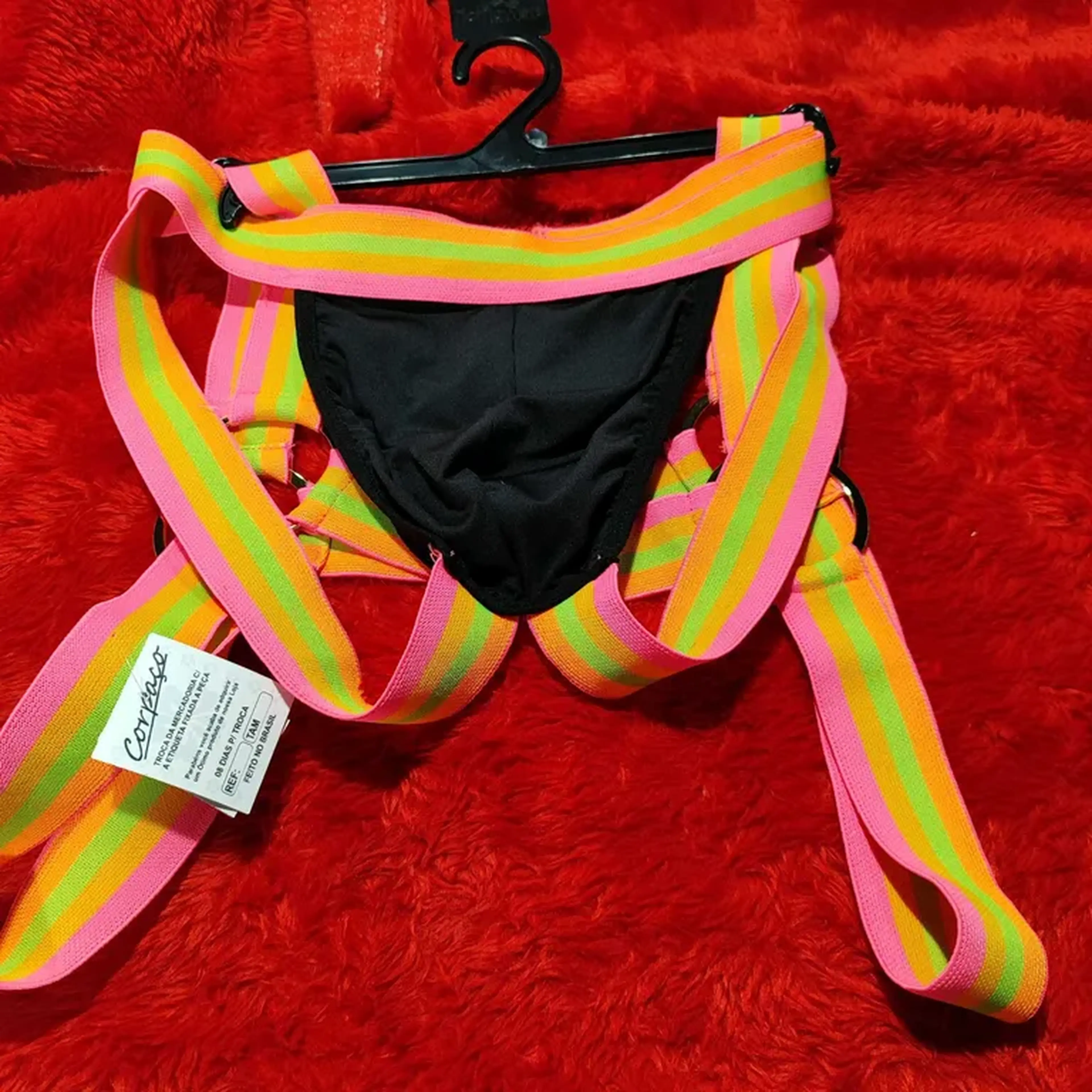 Conjunto Cueca Jockstrap e Harness Colorido imagem