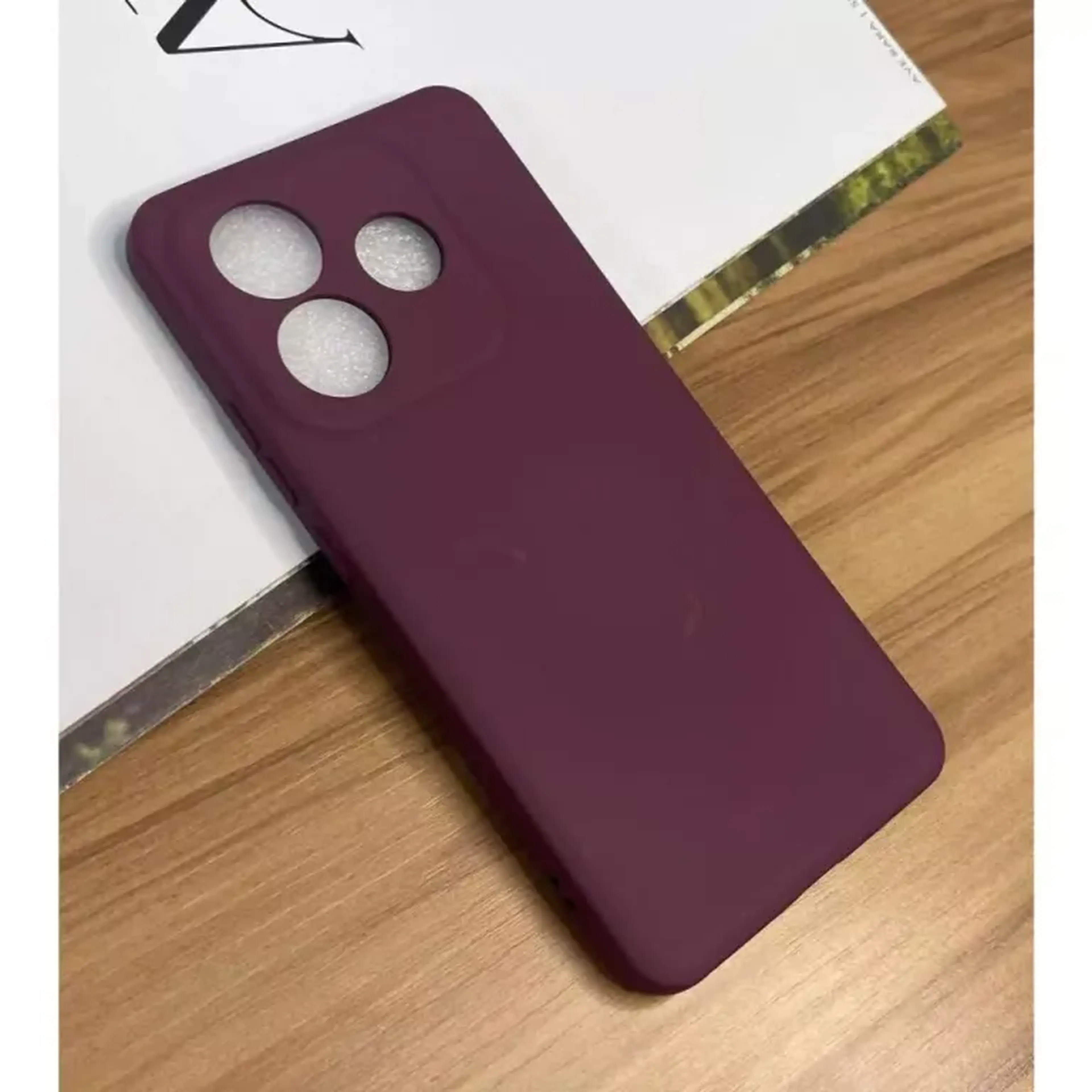 Capinha Para Redmi Note 14, De Silicone Aveludada (BORDO) imagem