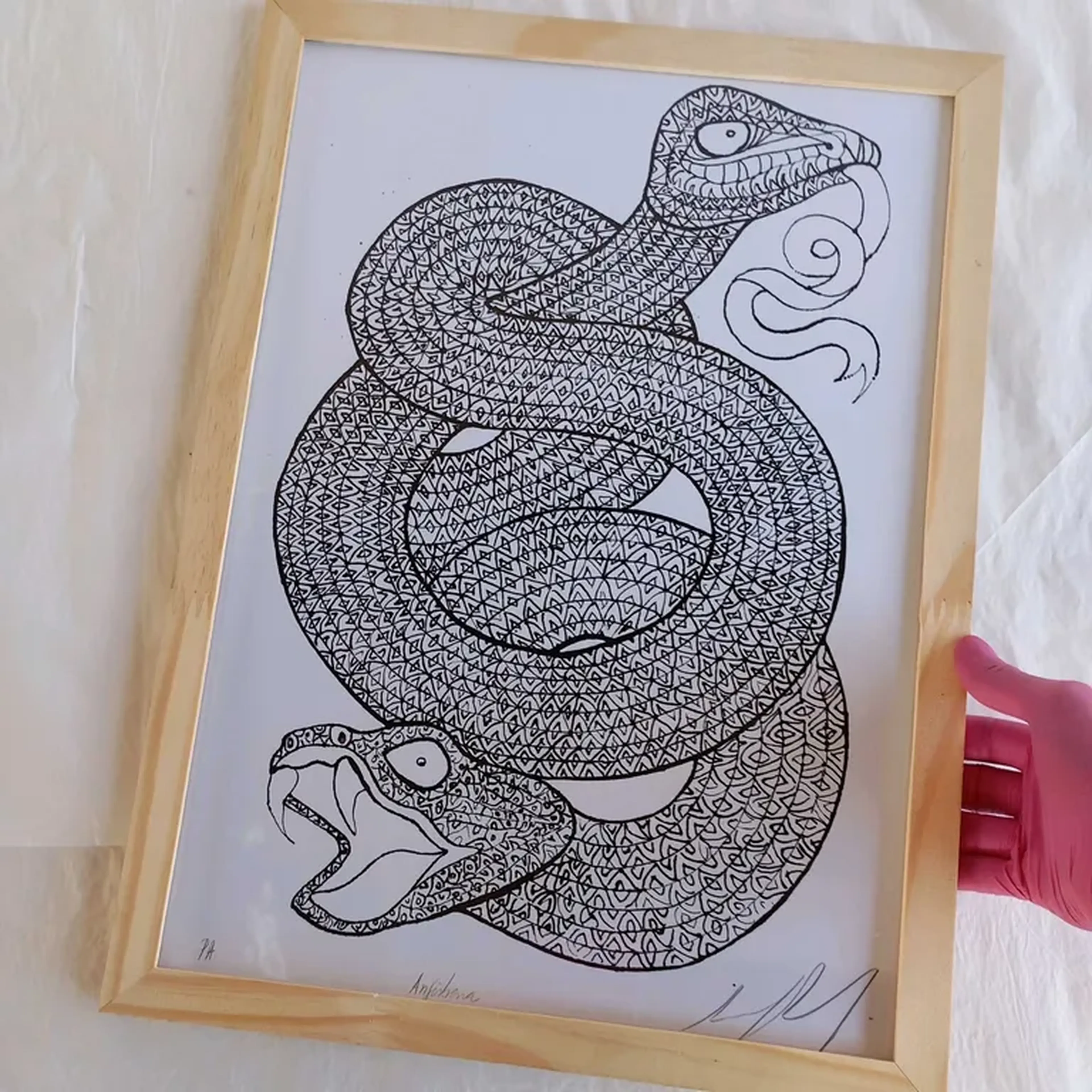 Bestiário Borges - Anfisbena - 30x42 cm moldura plana imagem