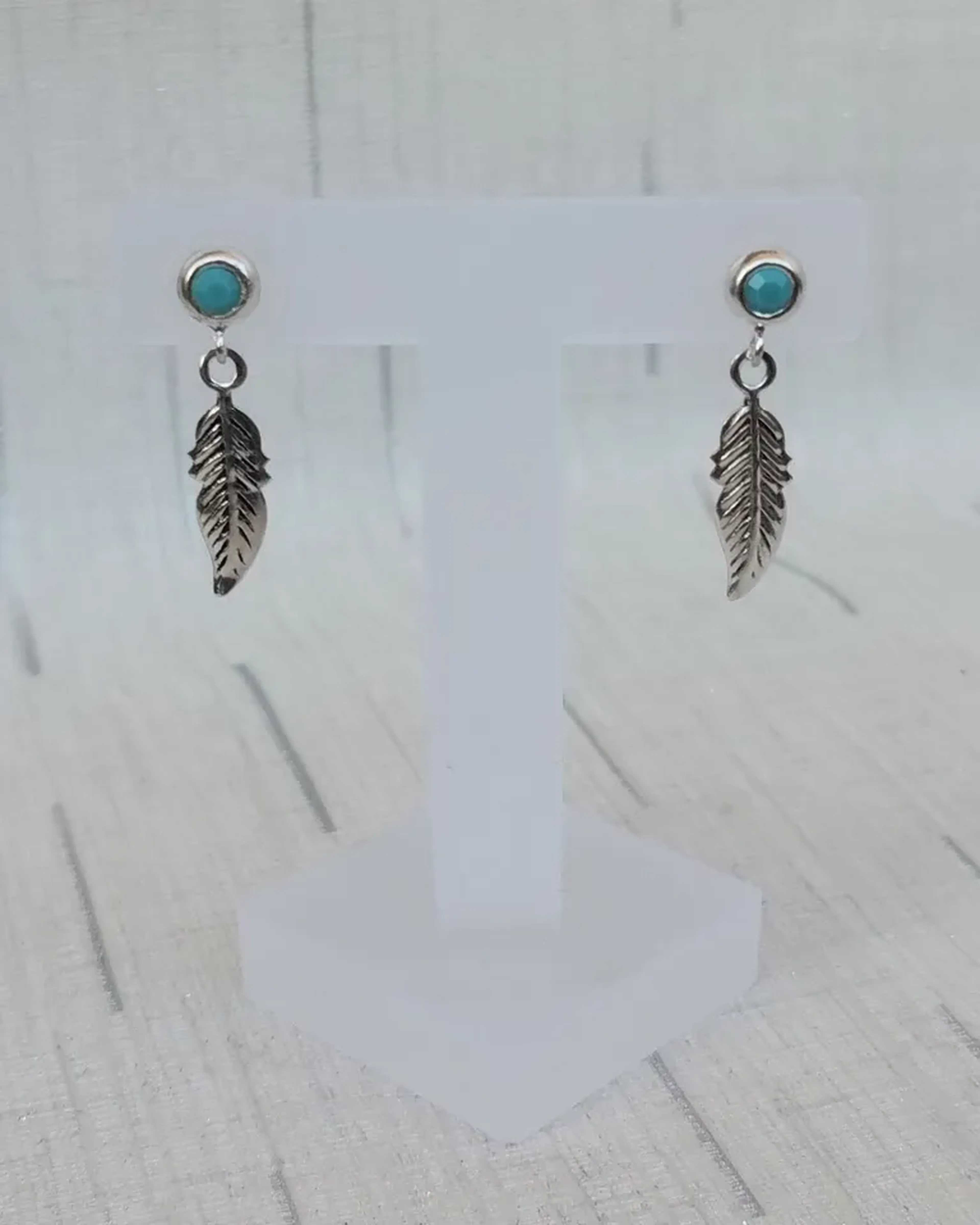 Brincos de Prata 925 com zircônia azul Pingente de Pena imagem