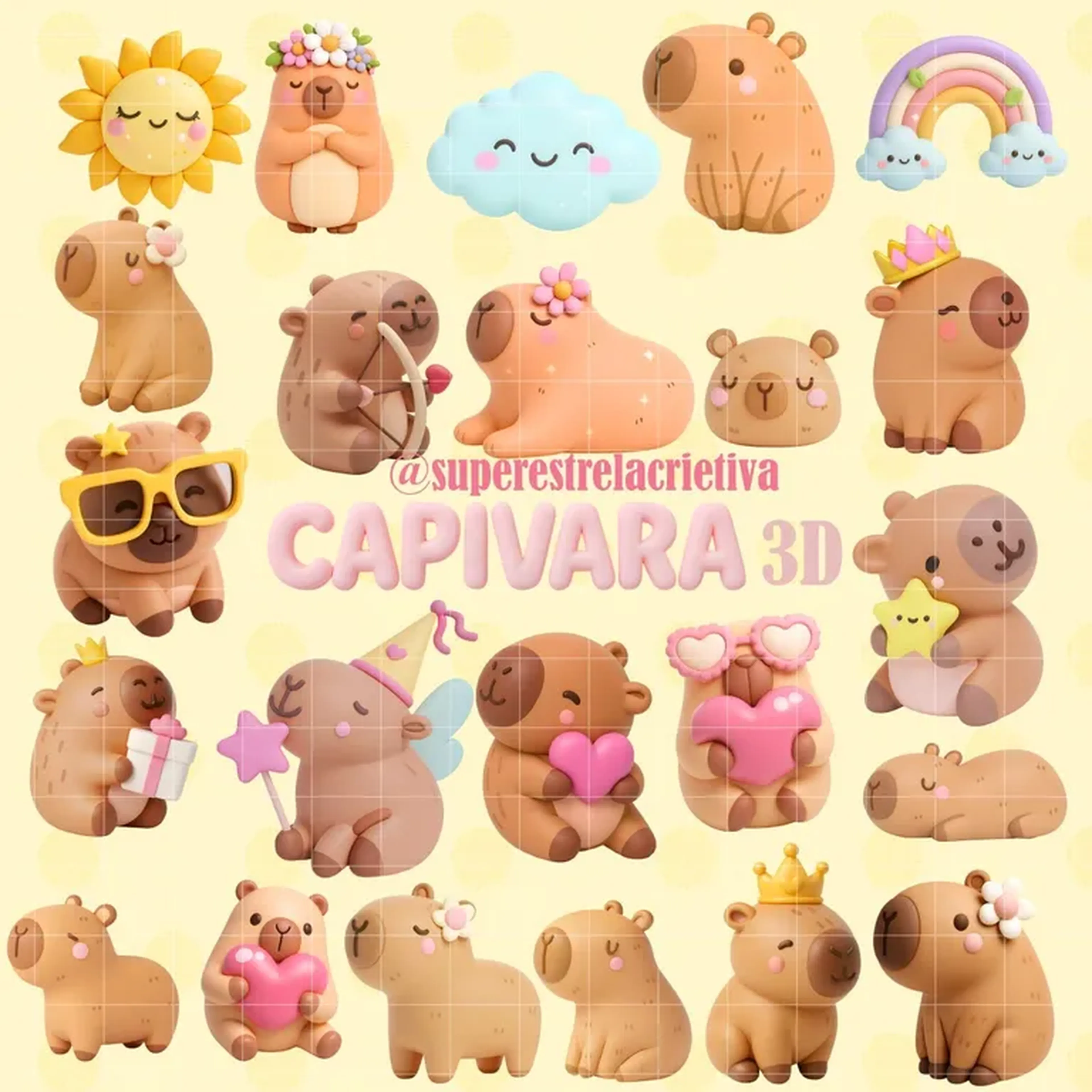Kit Digital Capivara 3d imagem