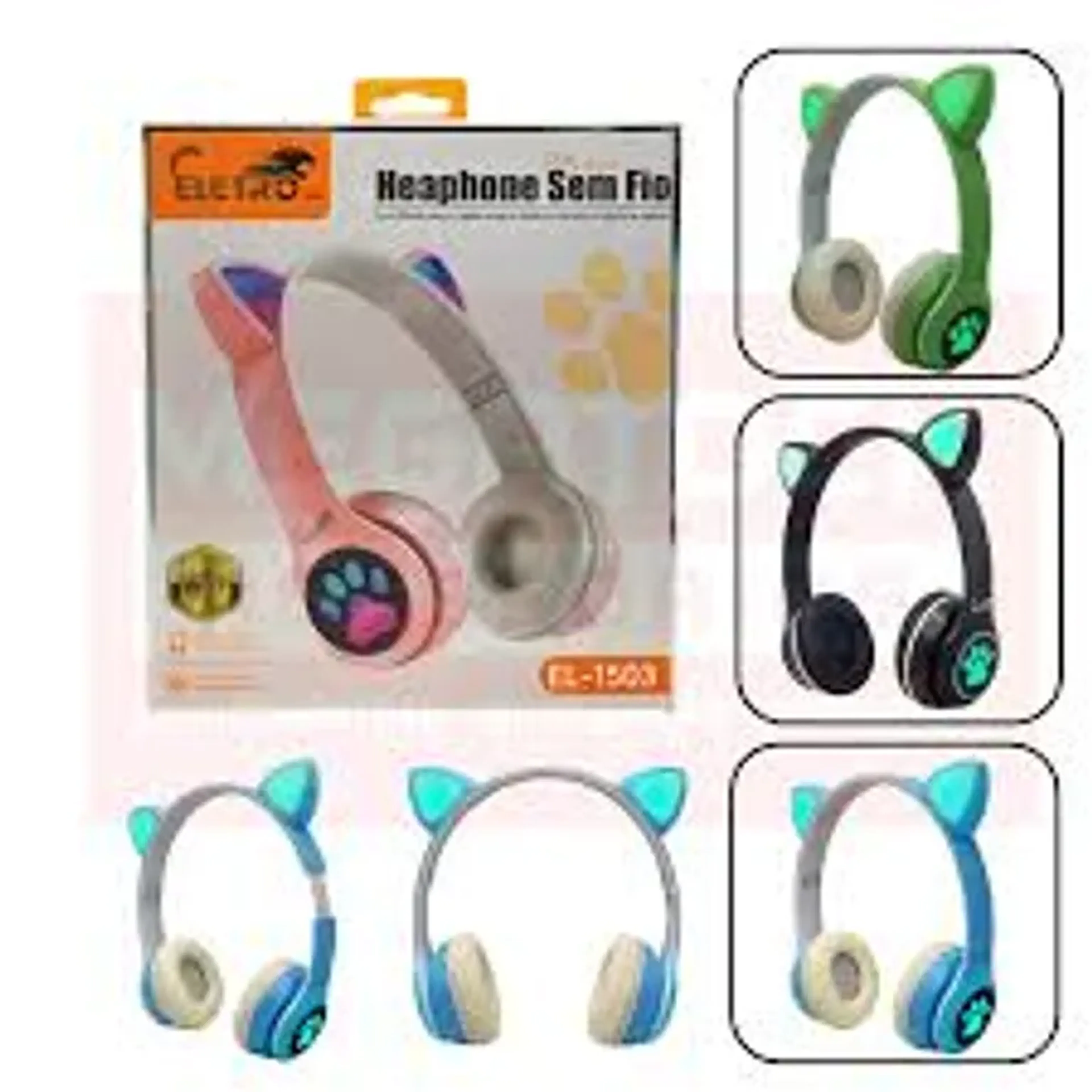 Fone de Ouvido sem Fio Bluetooth Orelha de Gatinho EL-1503 imagem