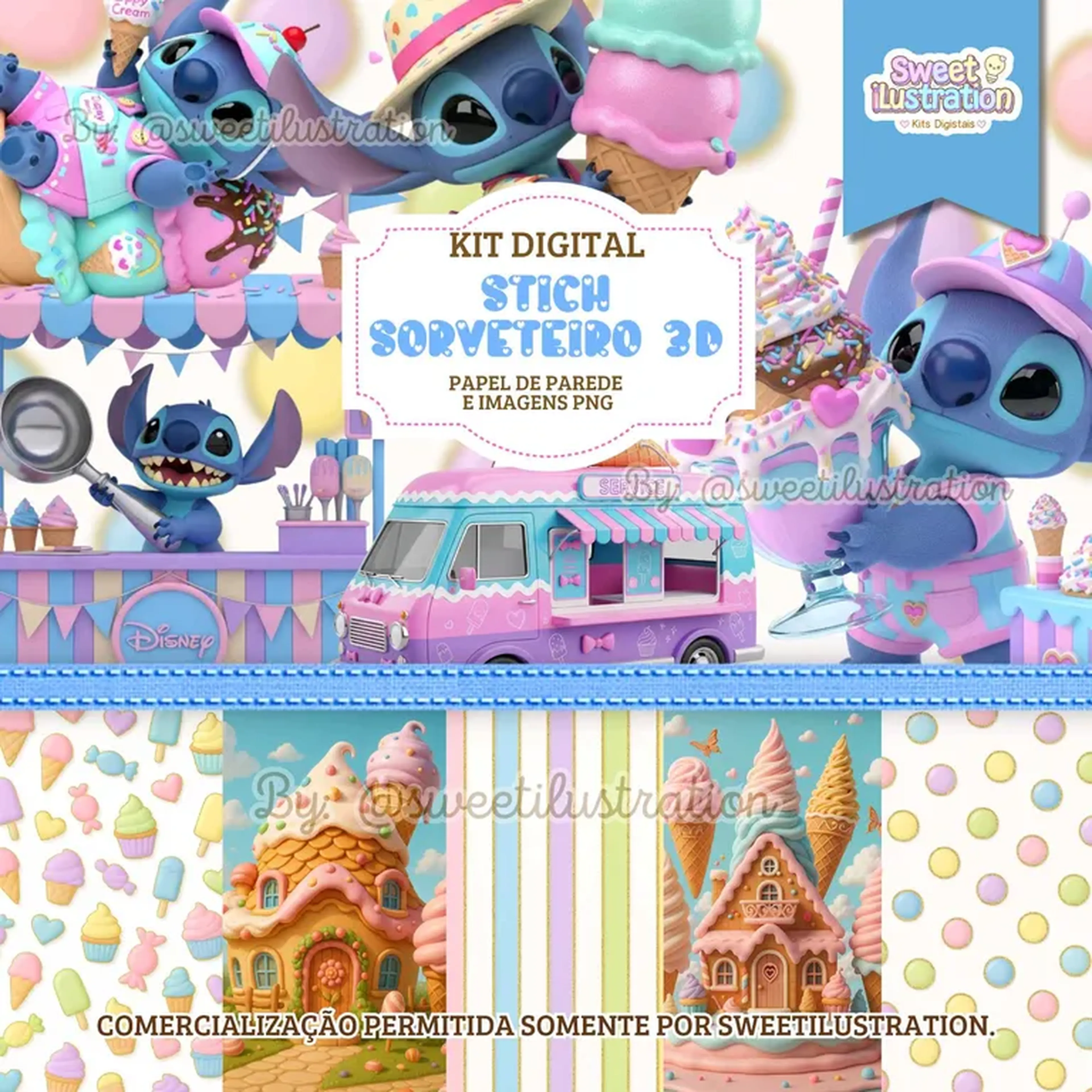 Kit Digital Stich Sorveteiro imagem