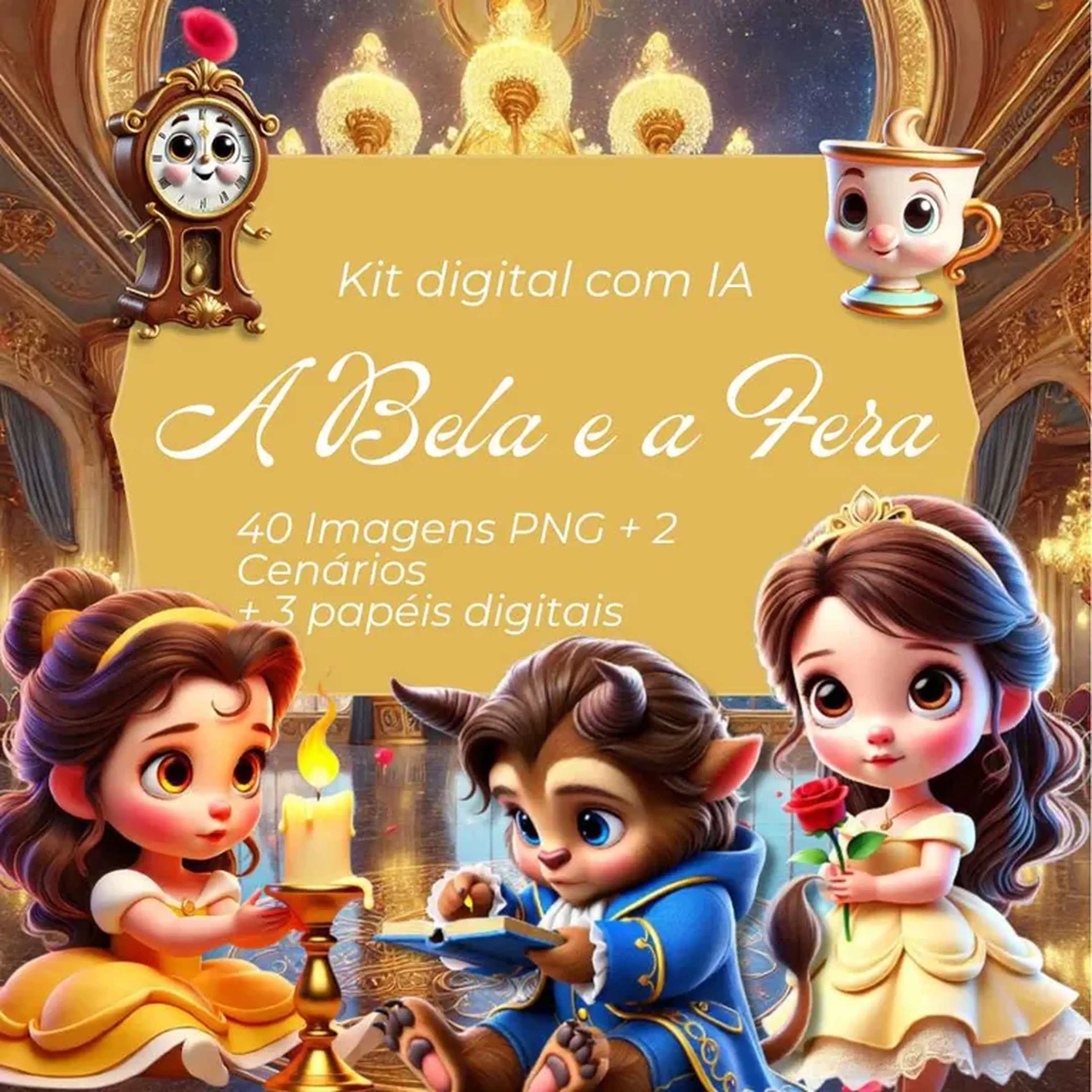 Kit Digital A Bela e a Fera - IA 3D imagem