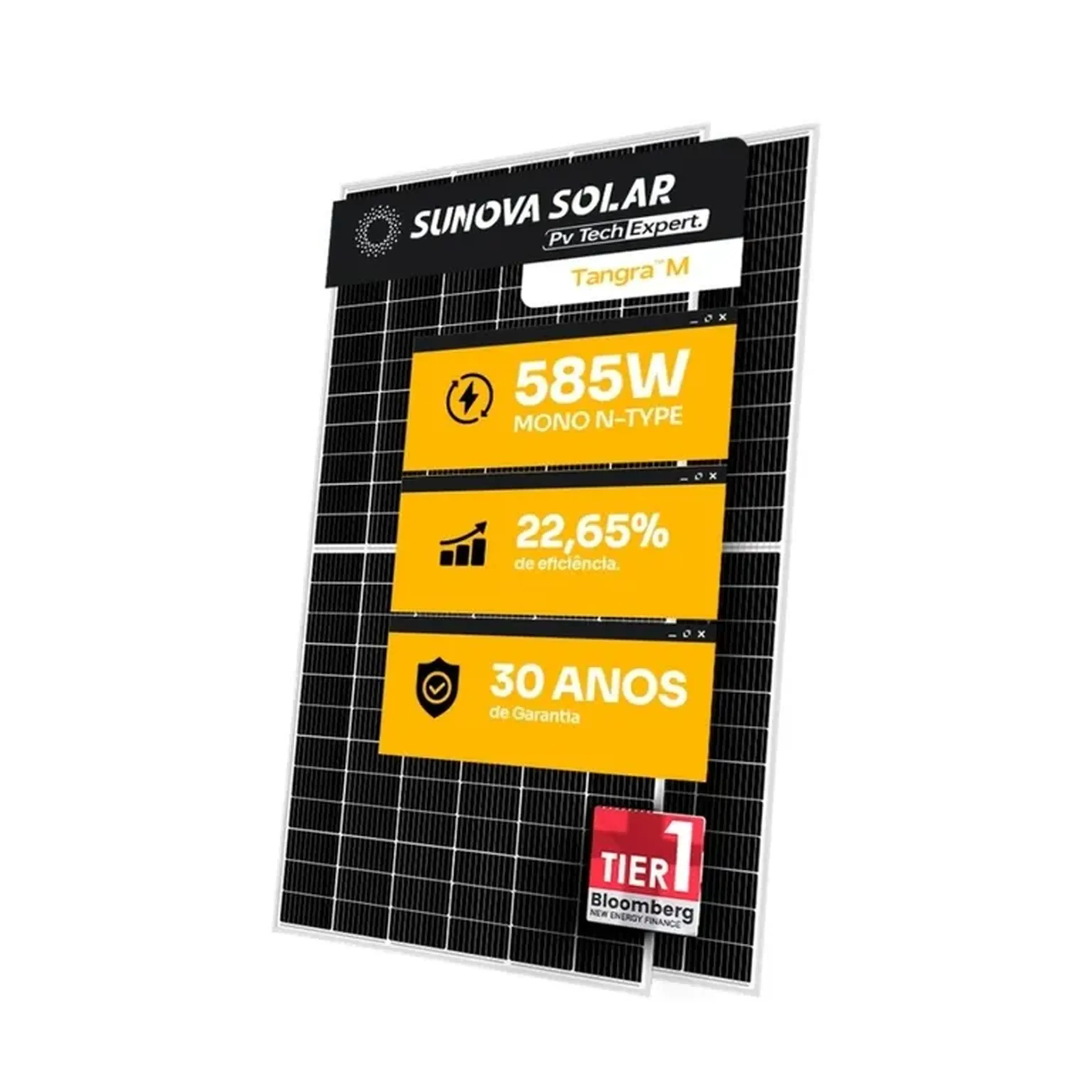 PAINEL SOLAR SUNOVA 585W MONO NTYPE HALFCELL SS-58 imagem