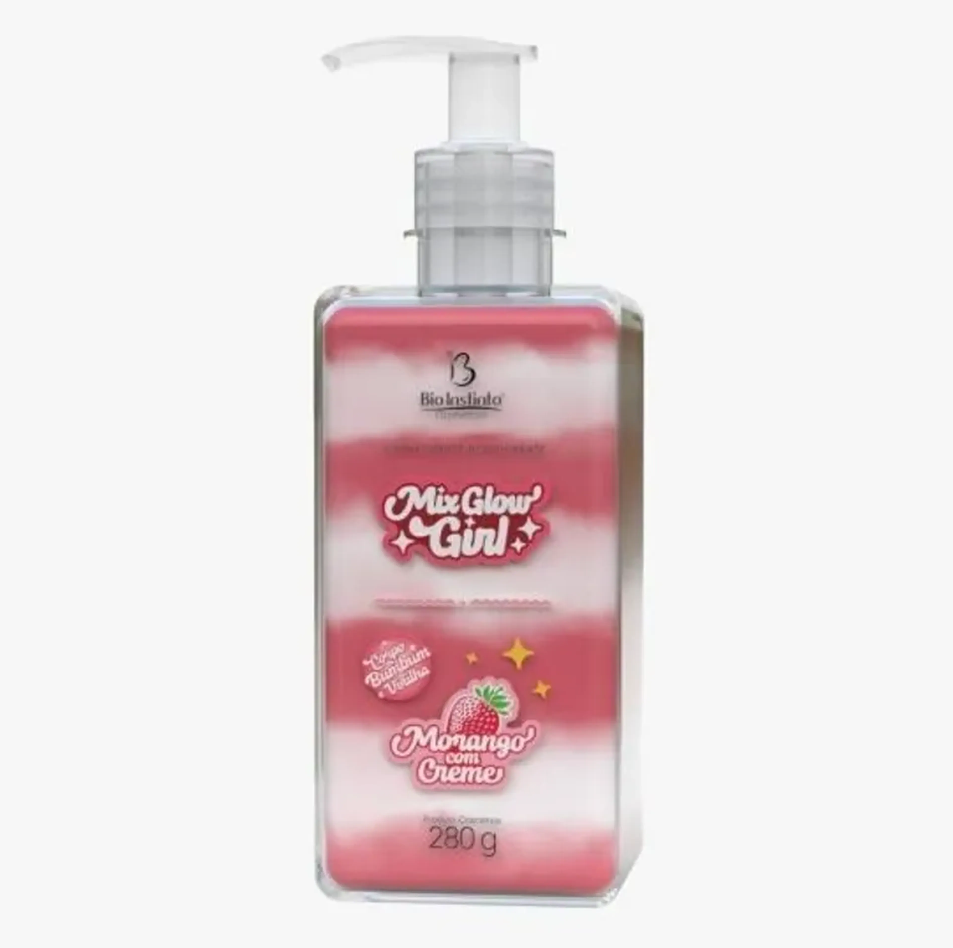 Gel Hidratante Beijável Mix Glow Morango Com Creme 280g imagem