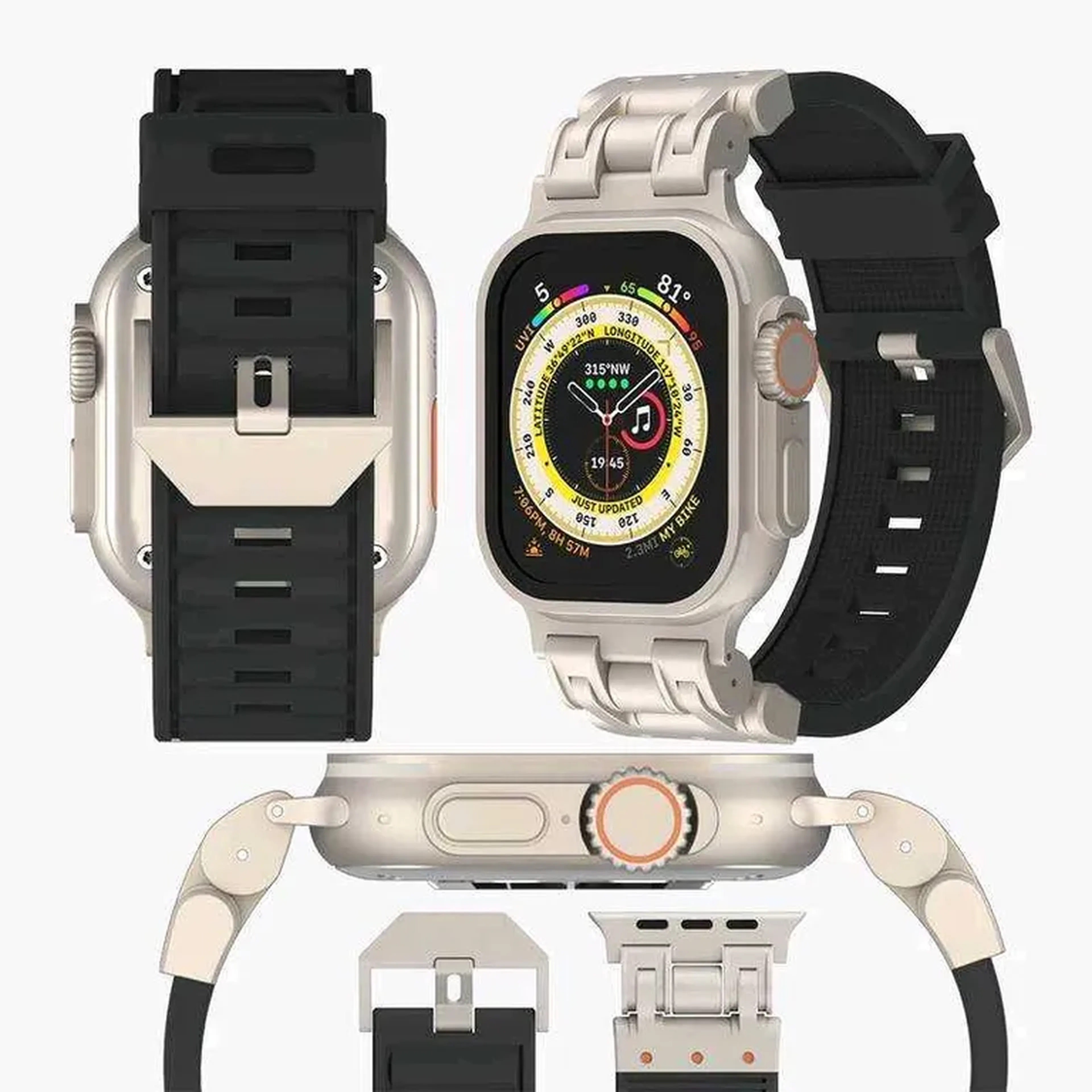 Pulseira de Silicone Estilo Robot Titanium - 42mm a 49mm imagem