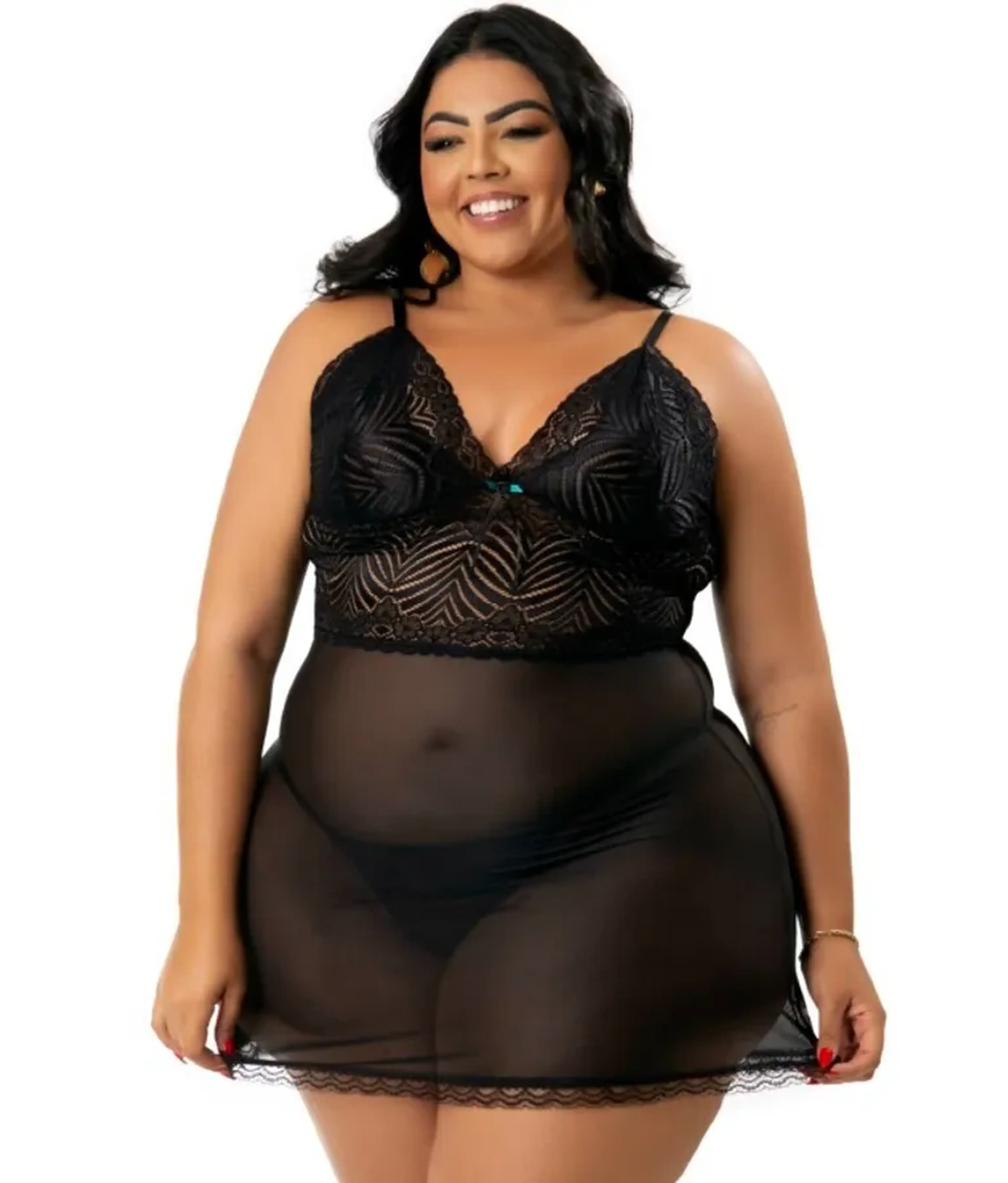 Camisola sexy plus size com calcinha – Cecile imagem