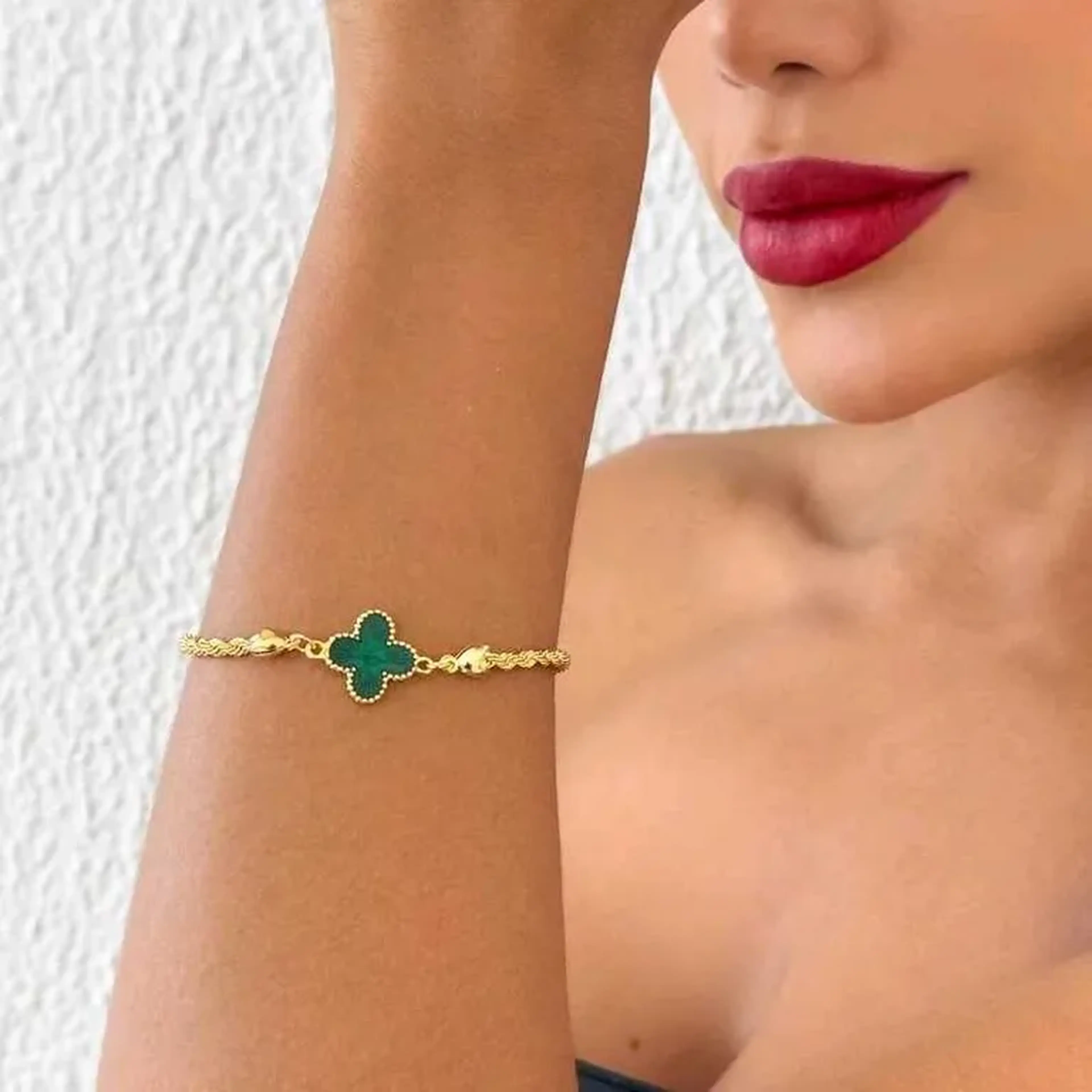 Pulseira folheada a ouro 18k Inspiração Com Cordão baiano imagem