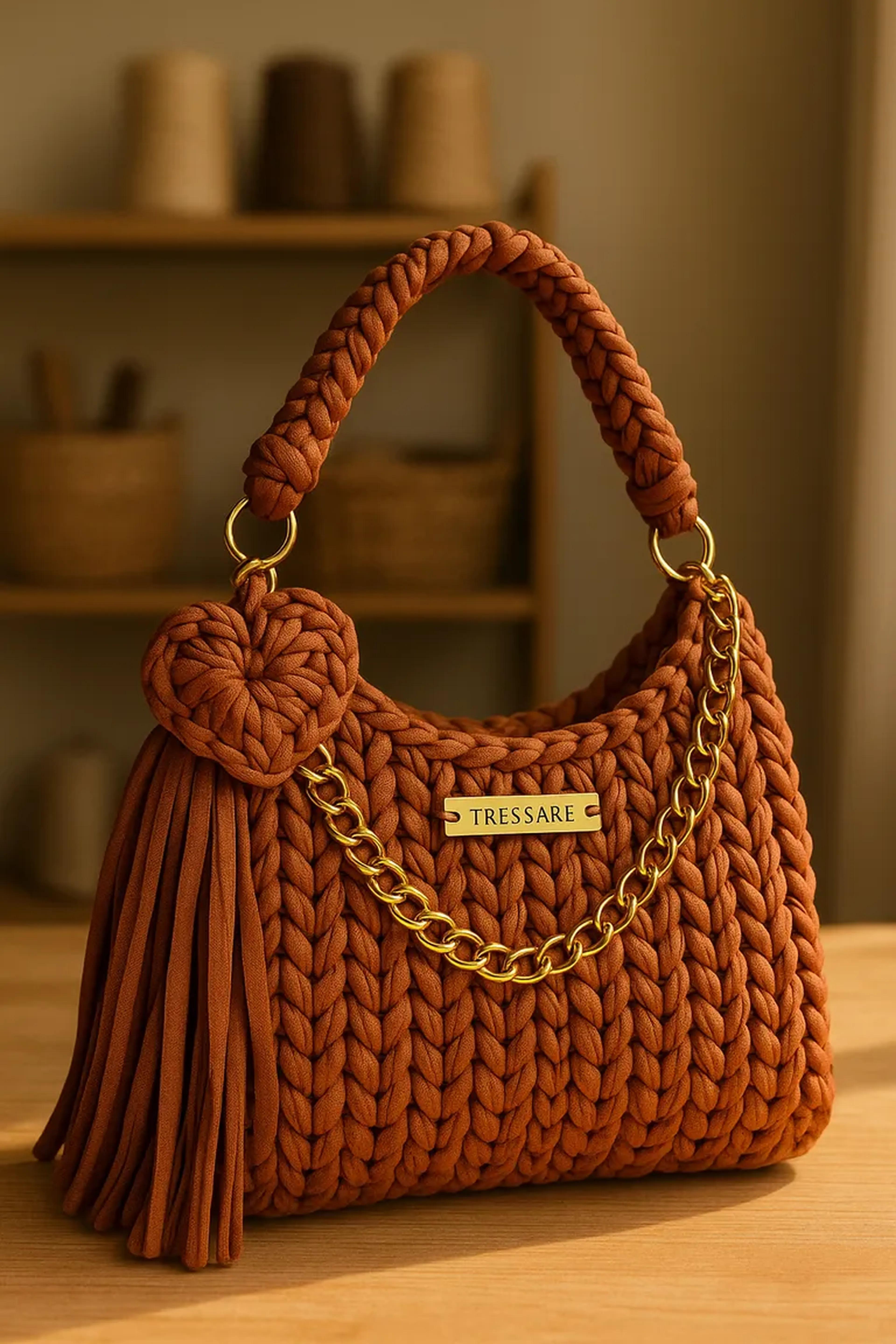 Bolsa Isla Caramelo Dourada - Tressare Collection imagem