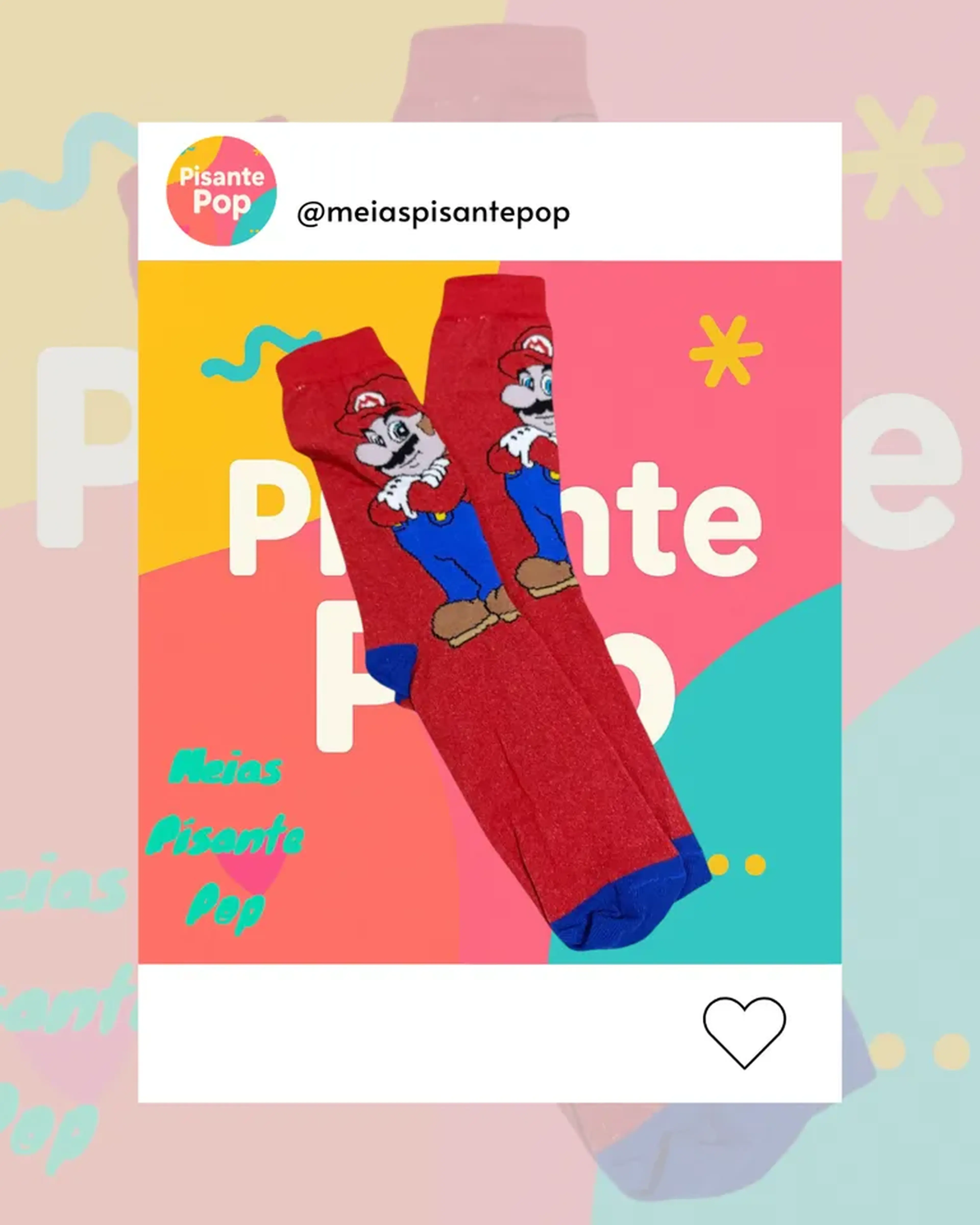 Meias divertidas super mario imagem