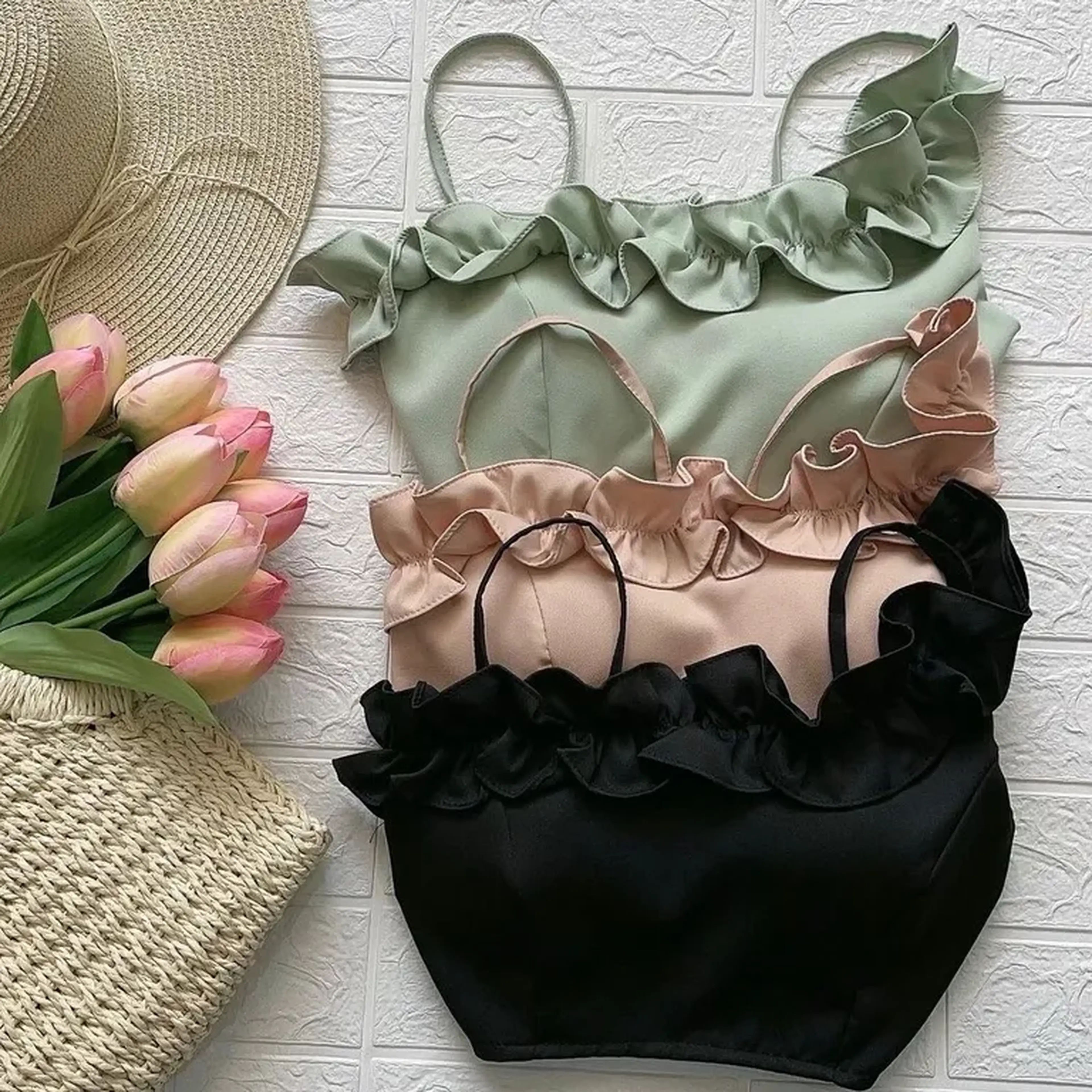 cropped babado (preto) imagem