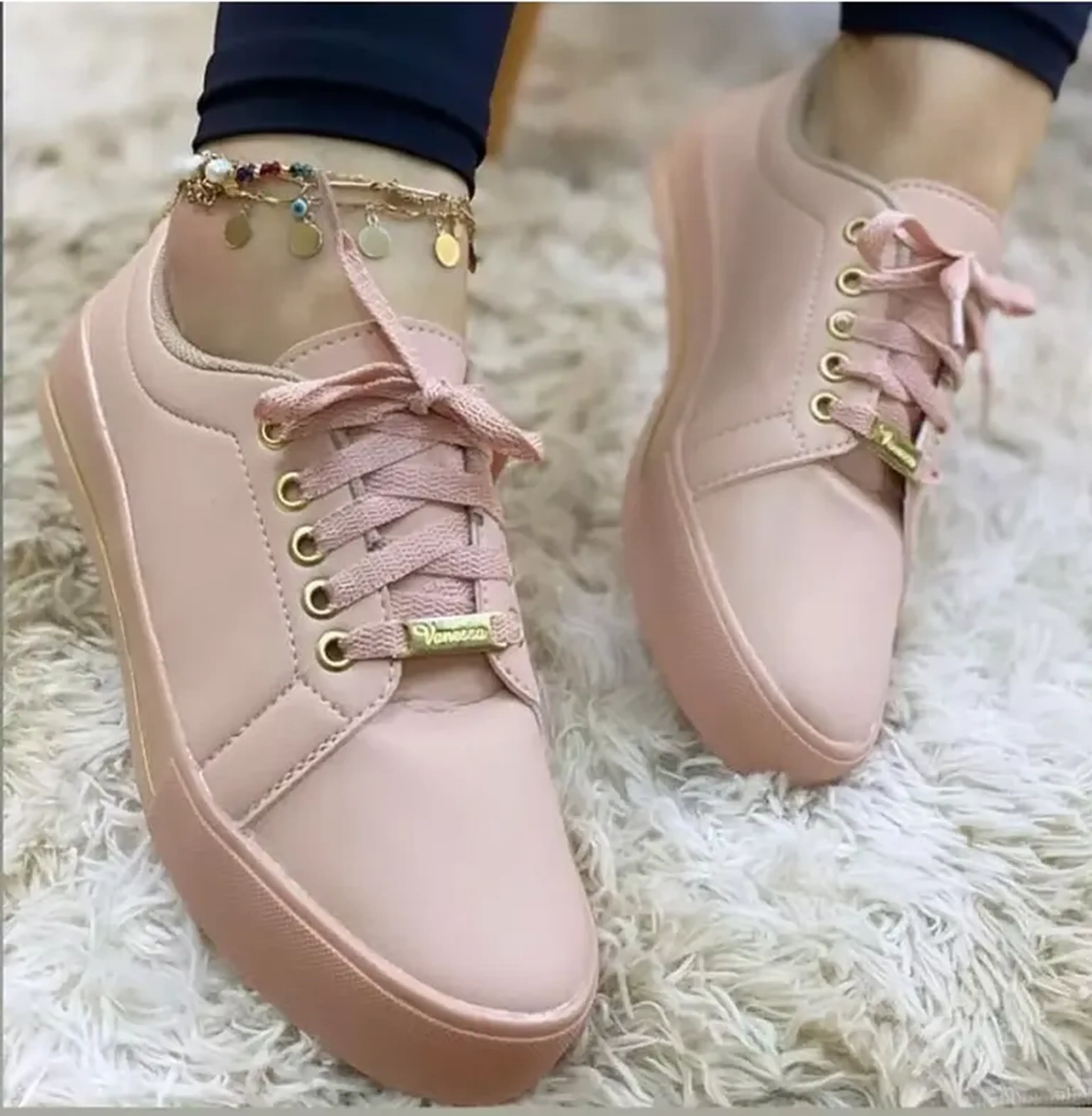 Tênis feminino casual liso + rasteirinha imagem